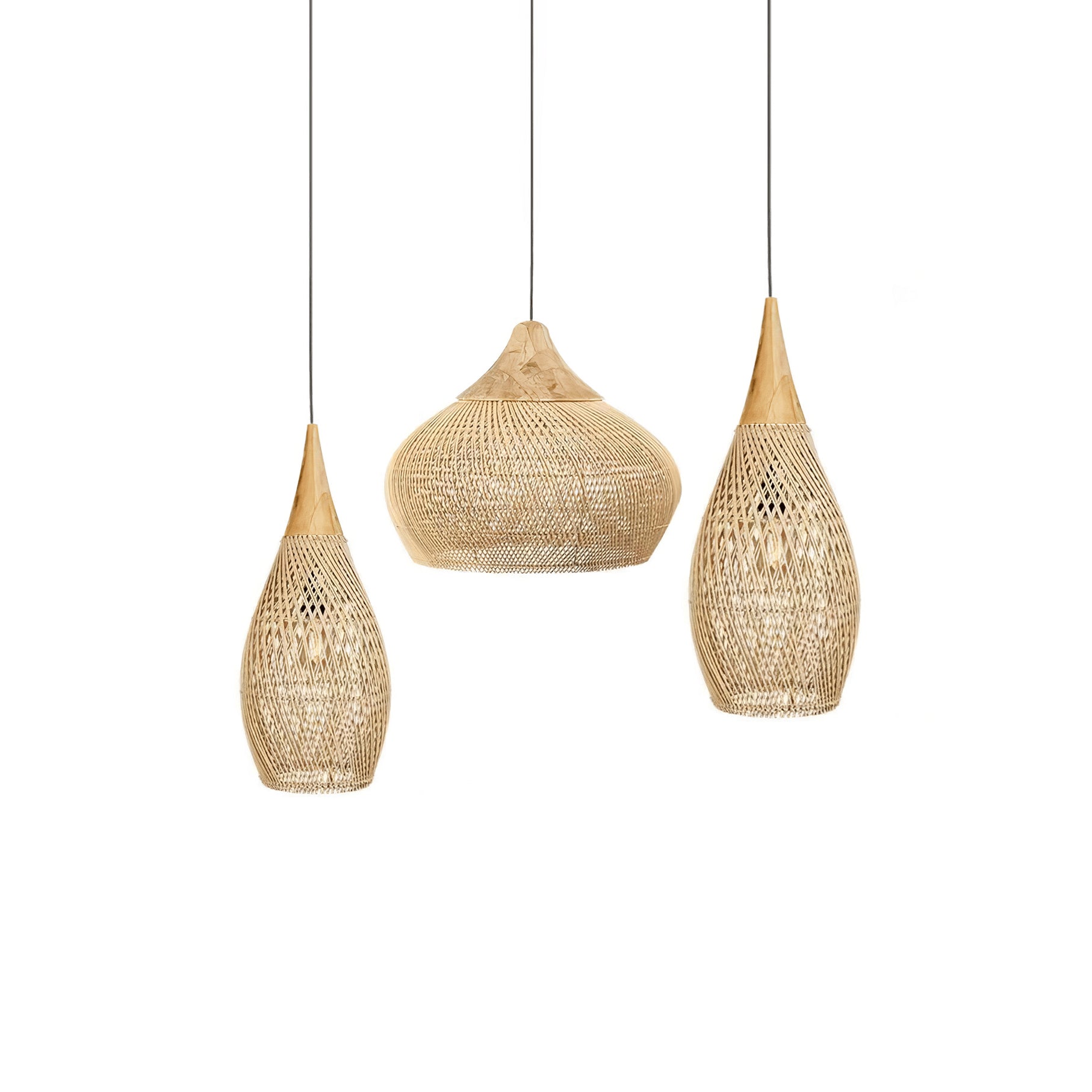 Yara Handwoven Rattan Pendant Light for Kitchen Island and Dining Room