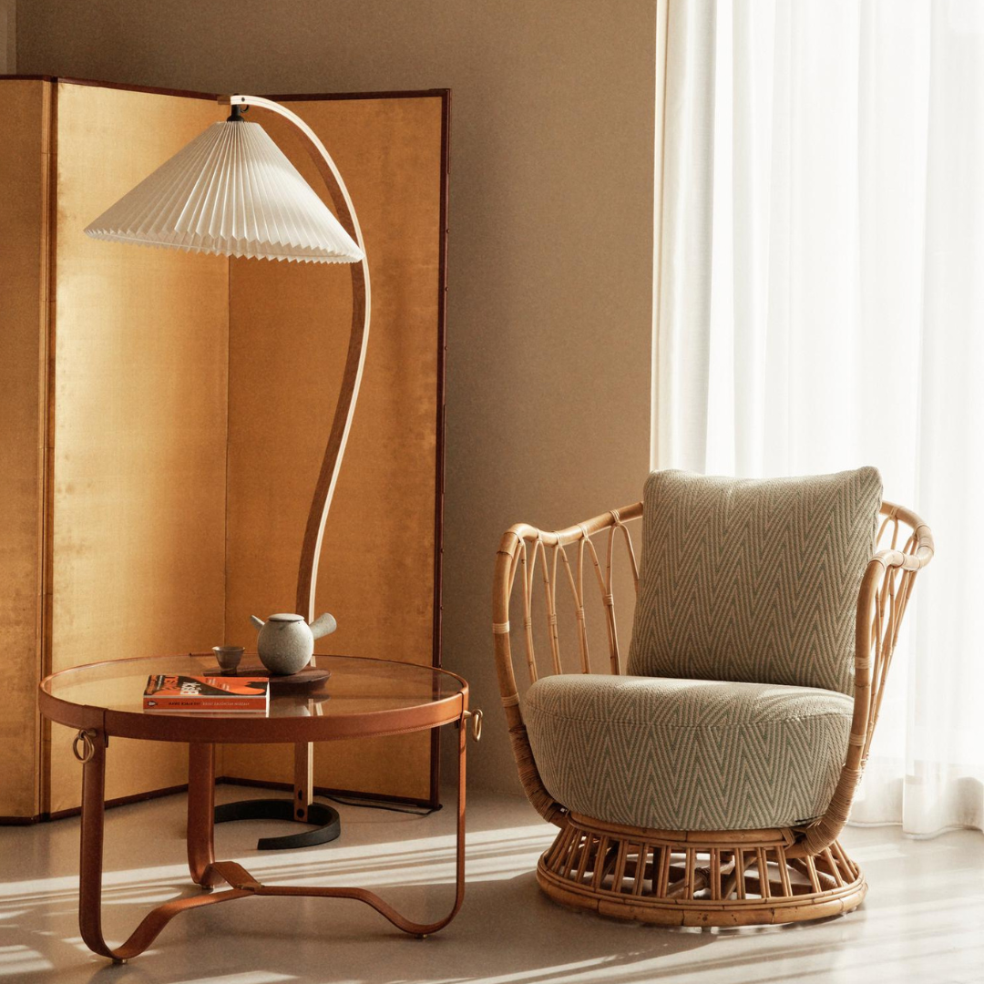 Linden Scandinavian Beechwood and Iron Floor Lamp for Living Rooms