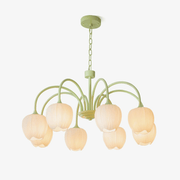 Fiore Matcha Green Tulip Glass Chandelier for Dining & Living Room