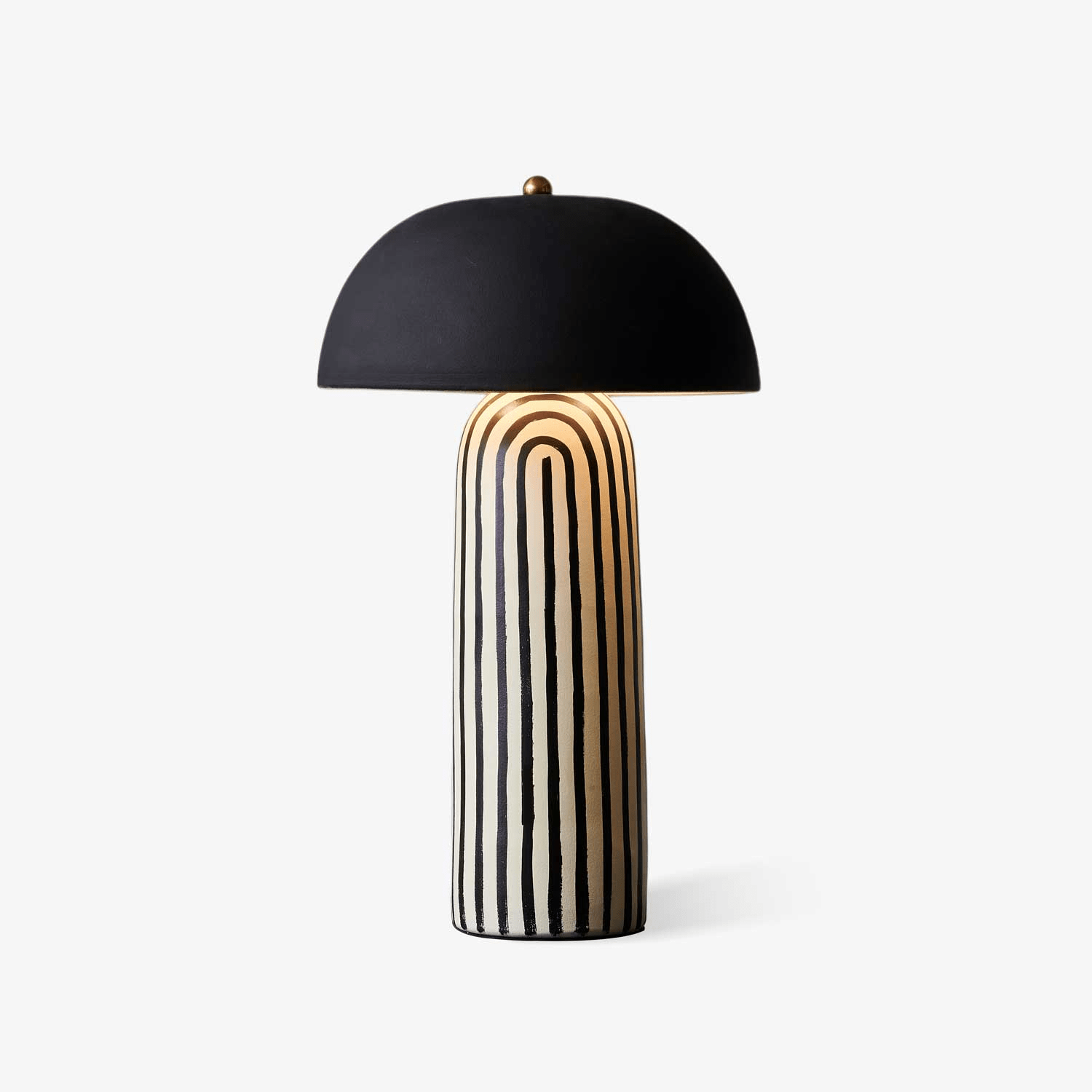 Tessa Striped Ceramic Table Lamp with Black Dome Shade for Living Room