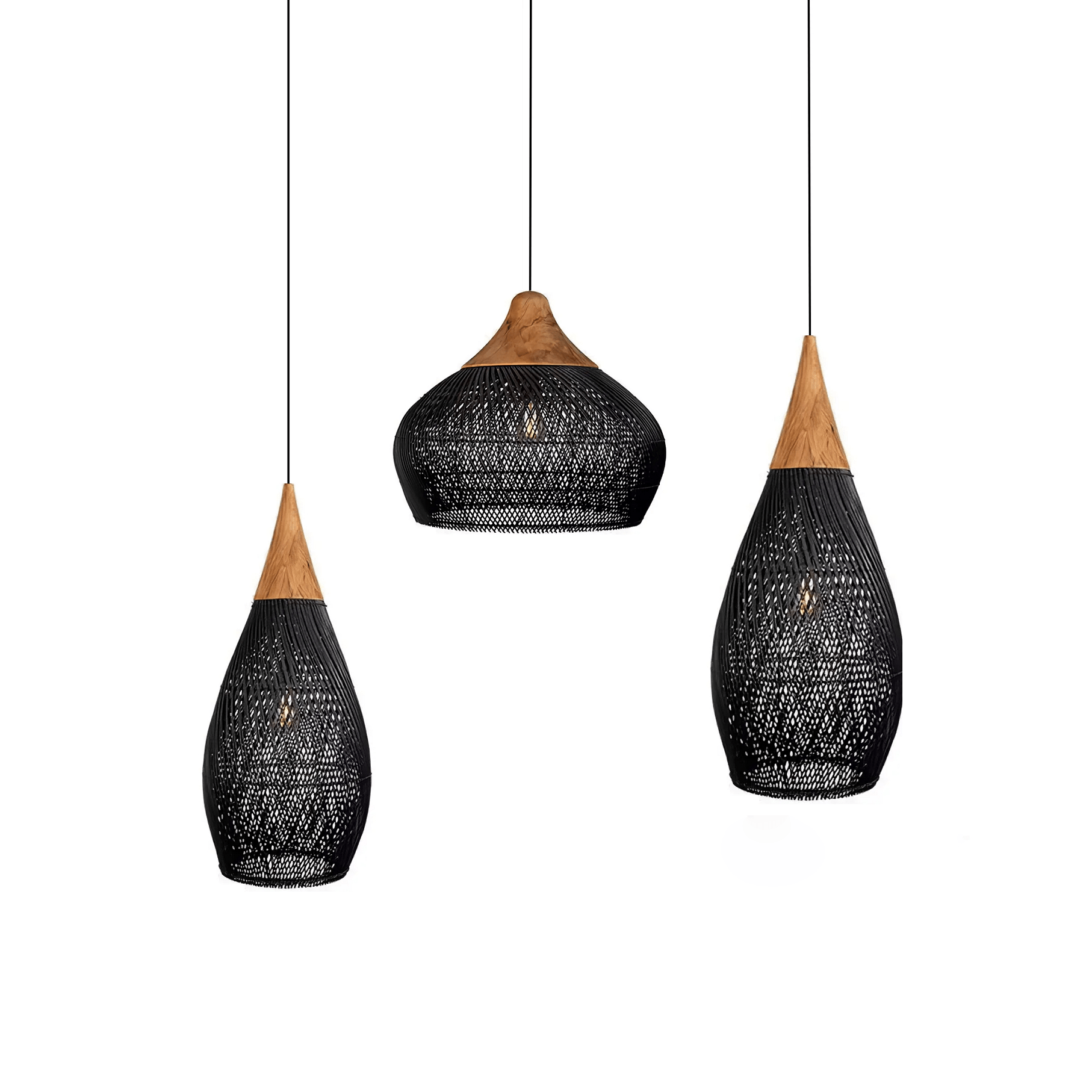 Yara Handwoven Rattan Pendant Light for Kitchen Island and Dining Room