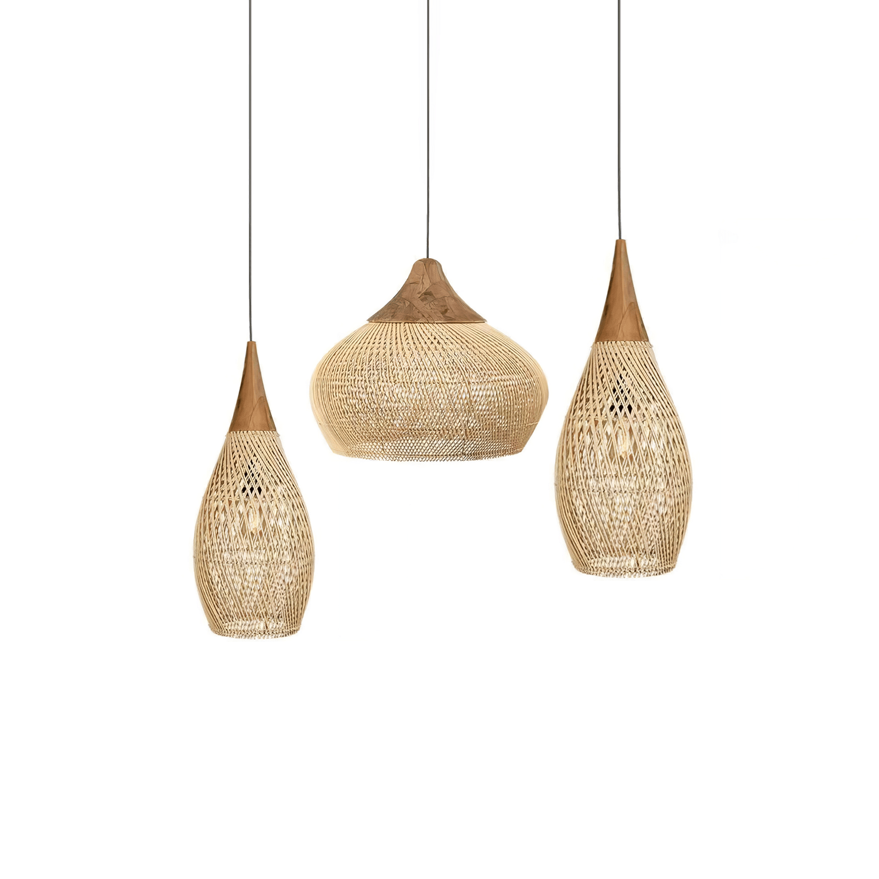 Yara Handwoven Rattan Pendant Light for Kitchen Island and Dining Room