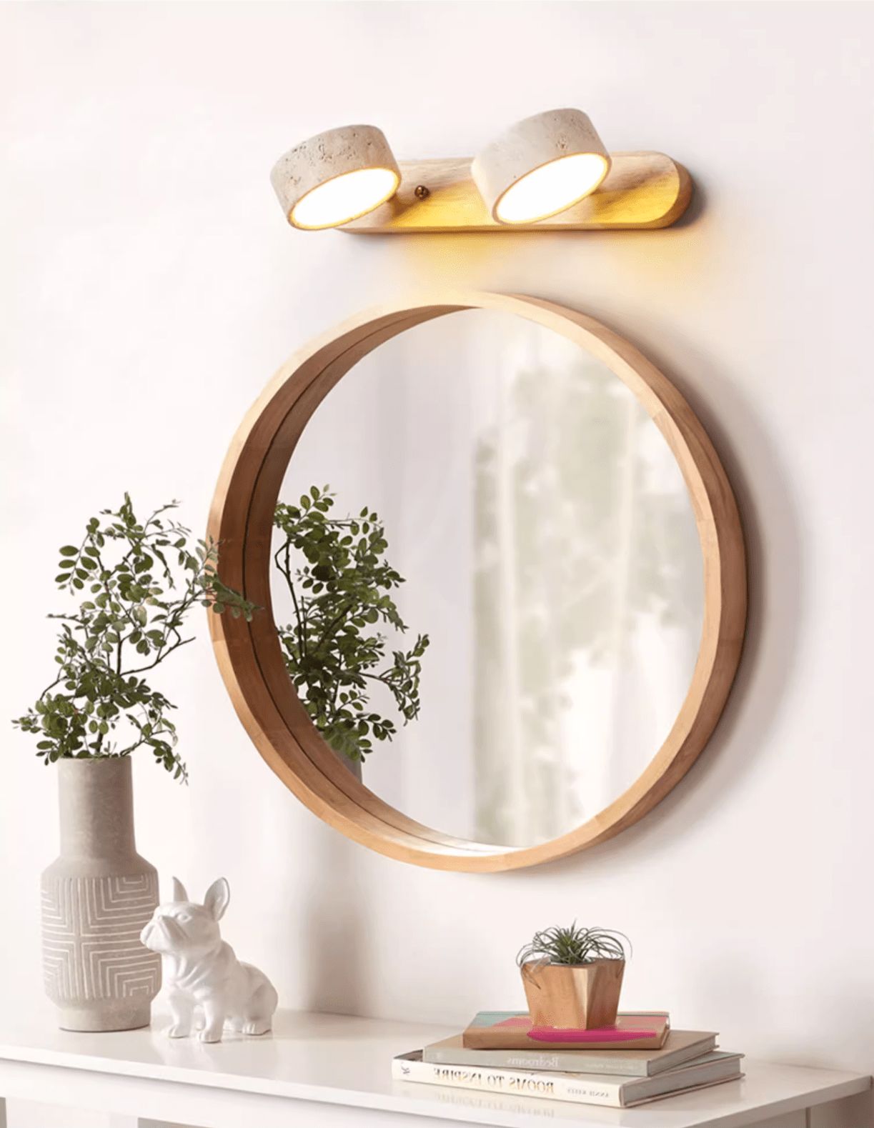 Ambra Natural Travertine Dimmable Wall Sconce for Bedroom & Hallway