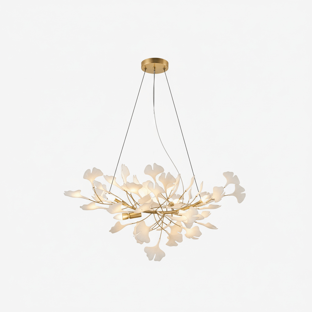 Icho Handcrafted Porcelain Ginkgo Chandelier for Dining & Living Room