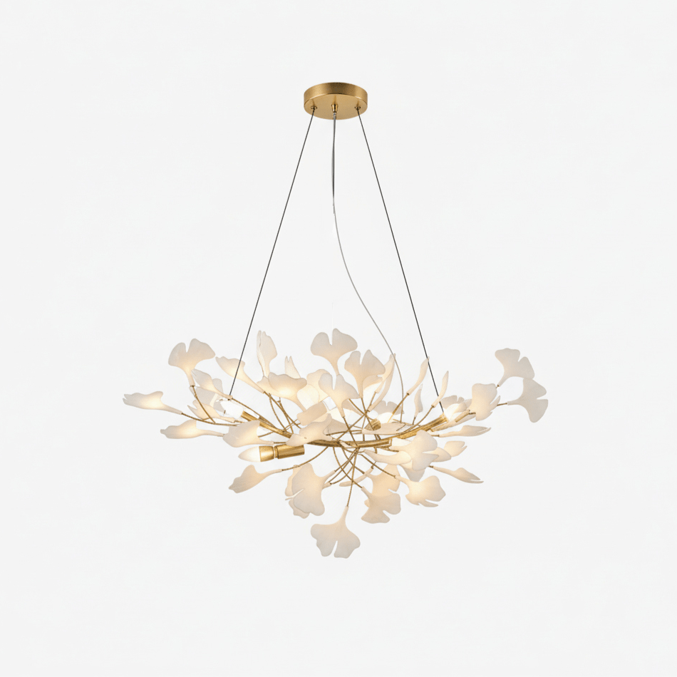 Icho Handcrafted Porcelain Ginkgo Chandelier for Dining & Living Room
