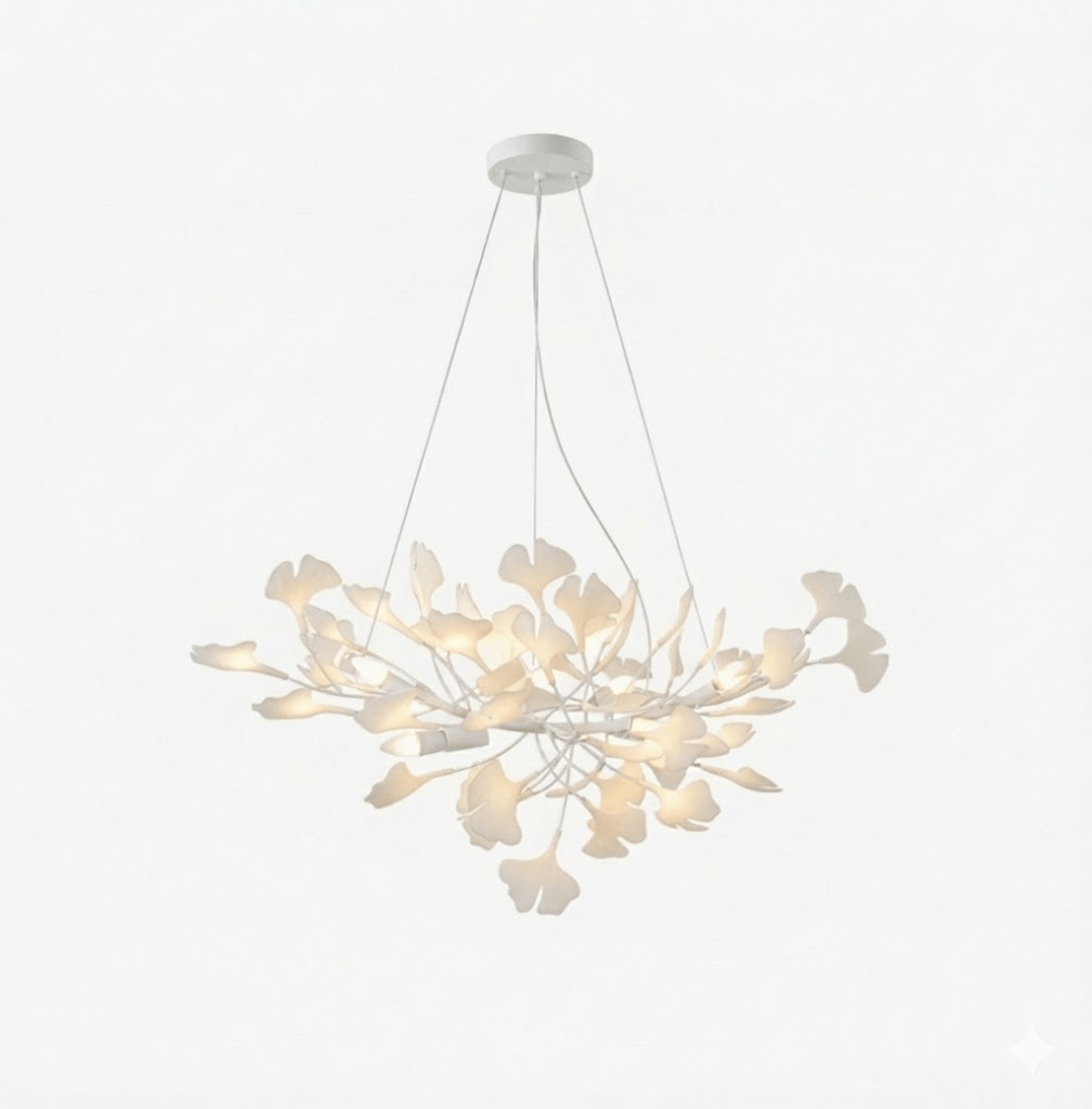 Icho Handcrafted Porcelain Ginkgo Chandelier for Dining & Living Room