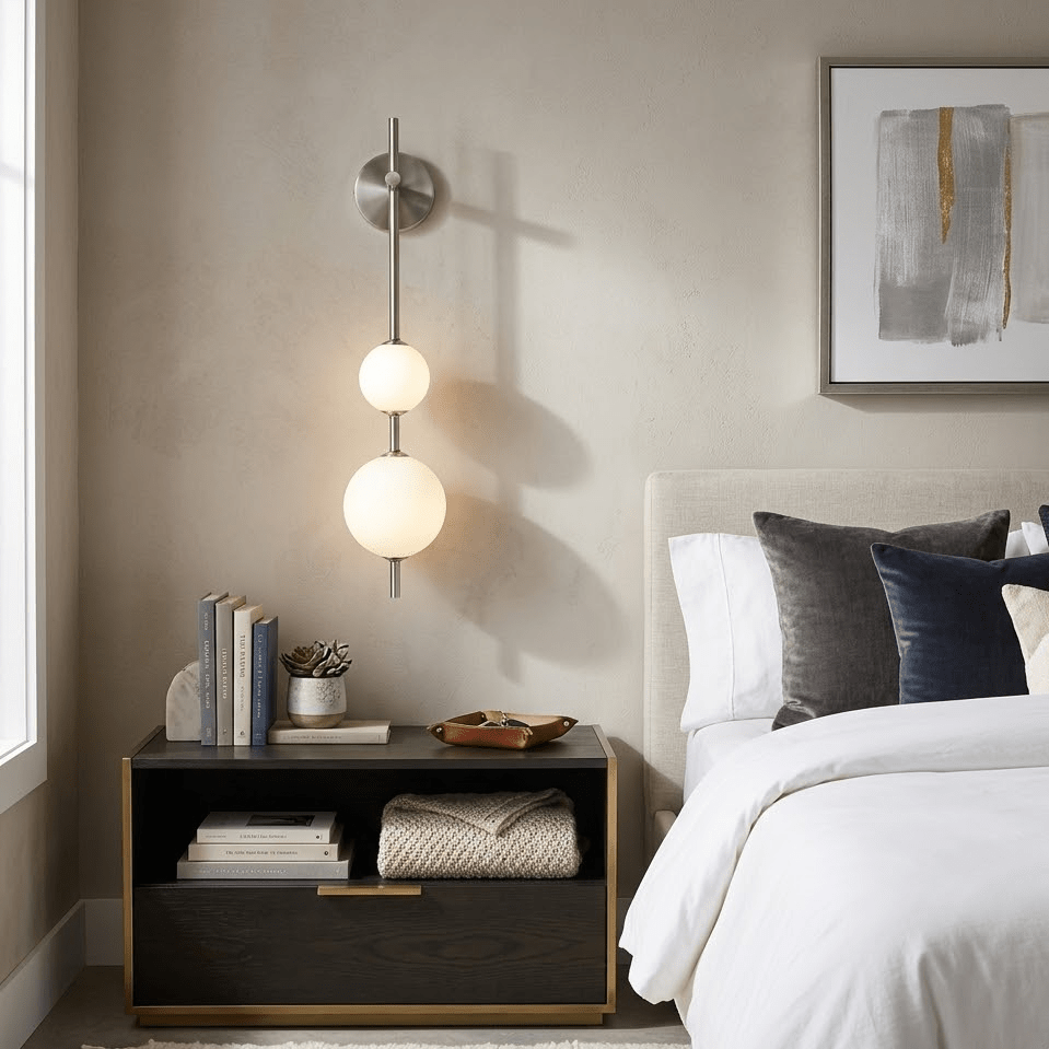 Perla Vertical Glass Globe Wall Sconce for Bathroom & Hallway