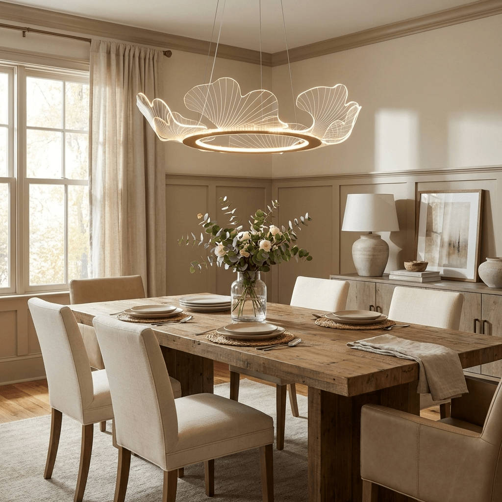 Folia Modern LED Gold Chandelier for Dining Room & Kitchen Island