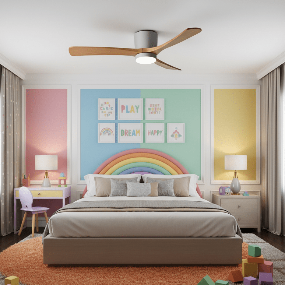 Kaze Solid Wood Quiet DC Ceiling Fan Light for Bedroom & Living Room