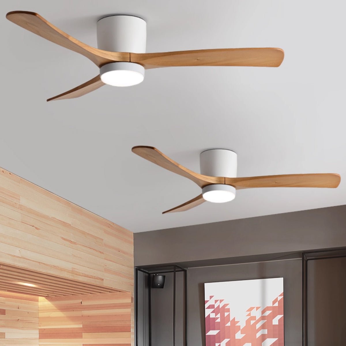 Kaze Solid Wood Quiet DC Ceiling Fan Light for Bedroom & Living Room