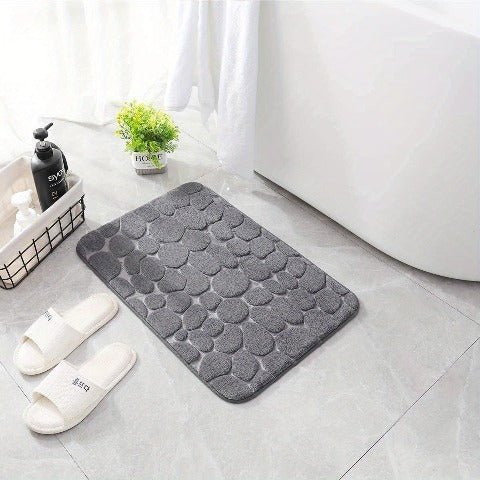 Pietra Cobblestone Embossed Memory Foam Quick Dry Non Slip Bath Mat