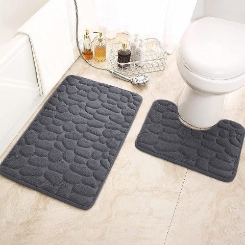 Pietra Cobblestone Embossed Memory Foam Quick Dry Non Slip Bath Mat