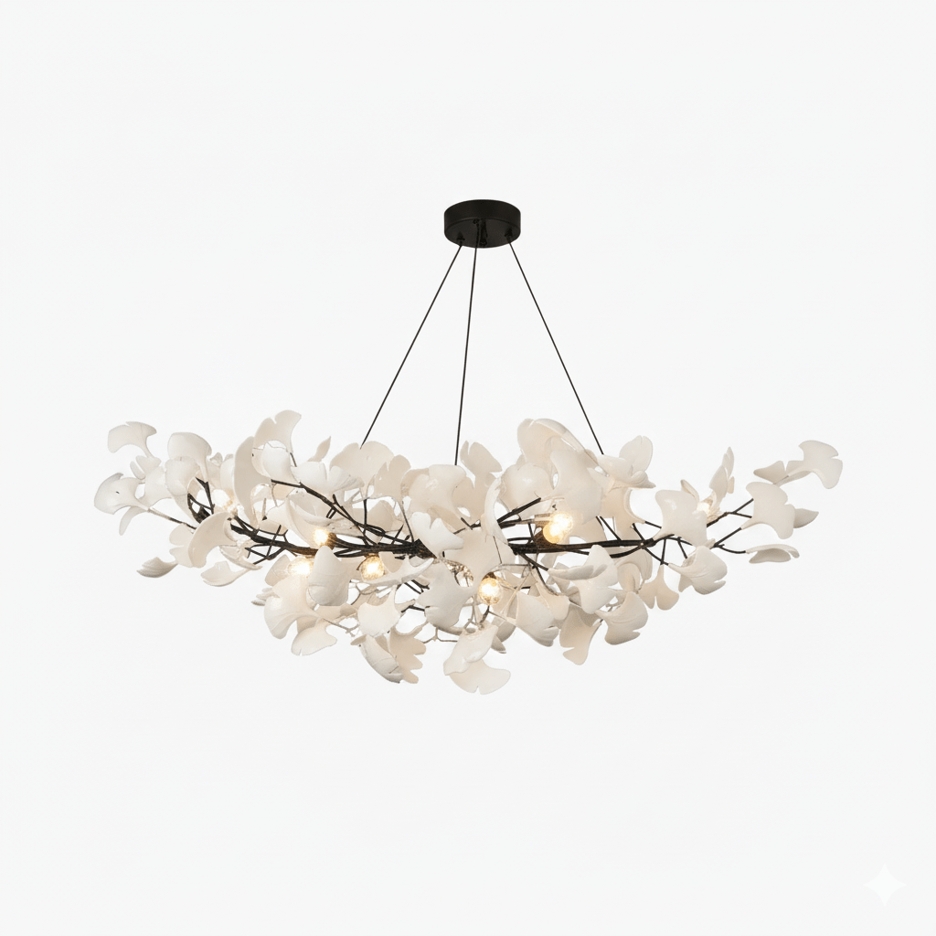 Icho Handcrafted Porcelain Ginkgo Chandelier for Dining & Living Room