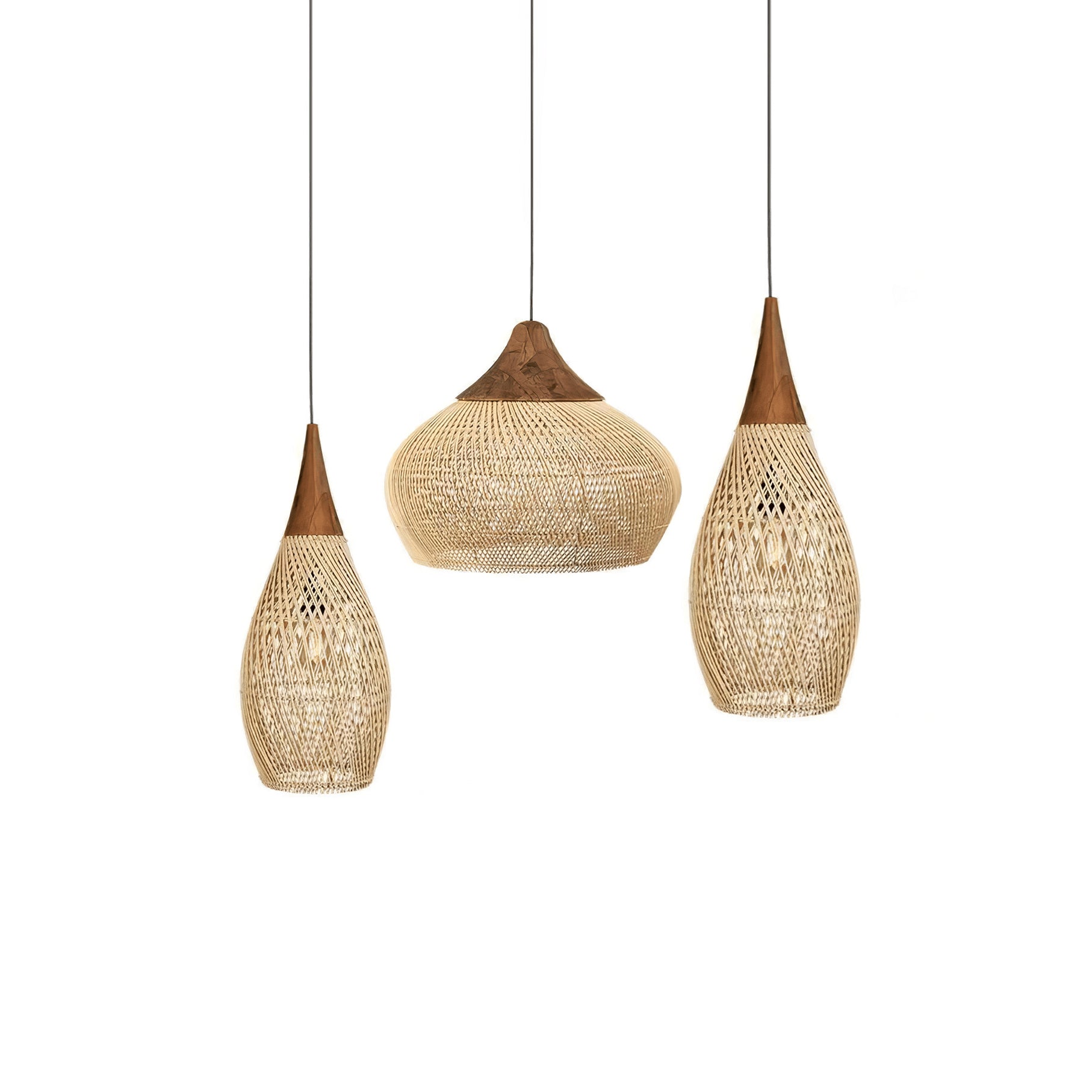 Yara Handwoven Rattan Pendant Light for Kitchen Island and Dining Room