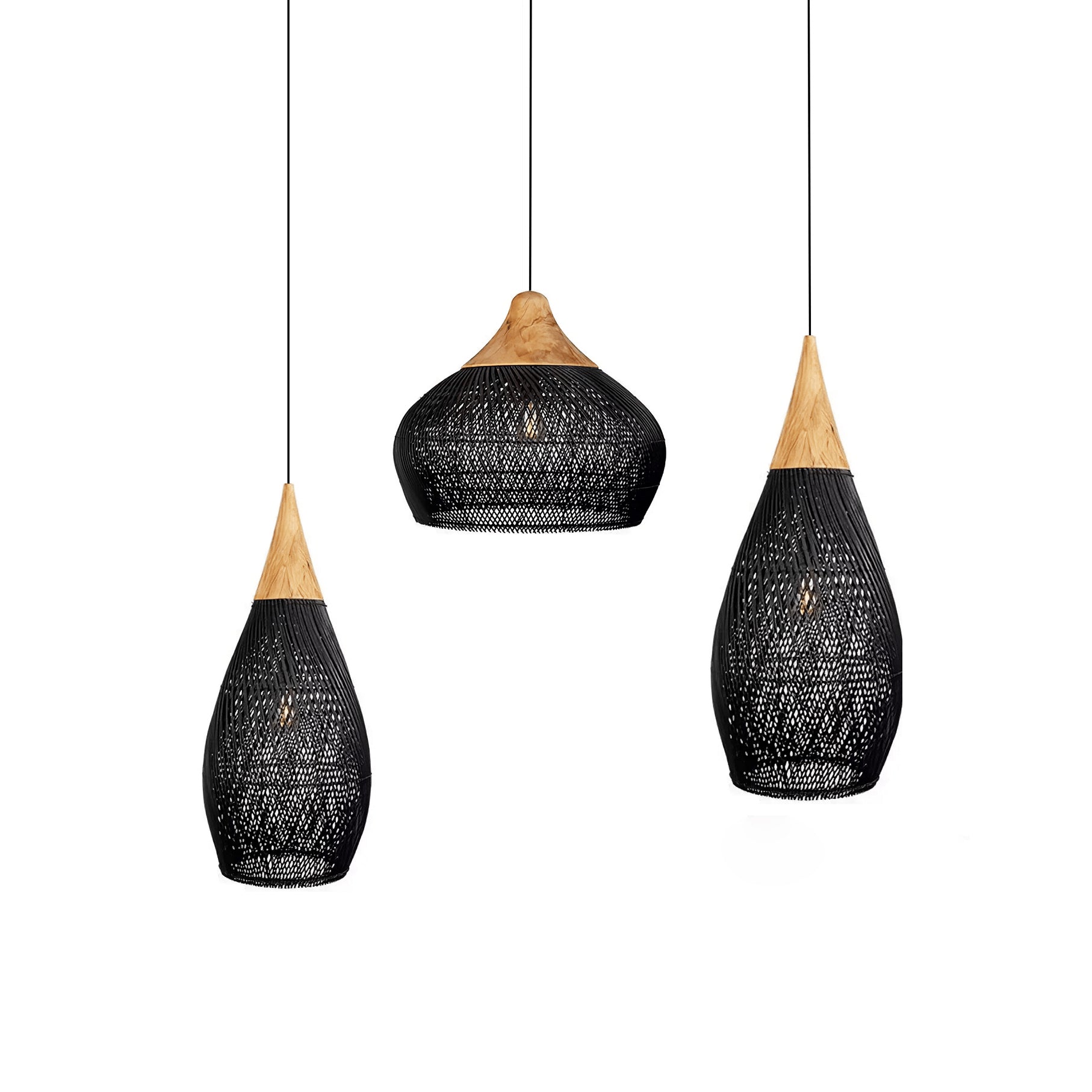 Yara Handwoven Rattan Pendant Light for Kitchen Island and Dining Room