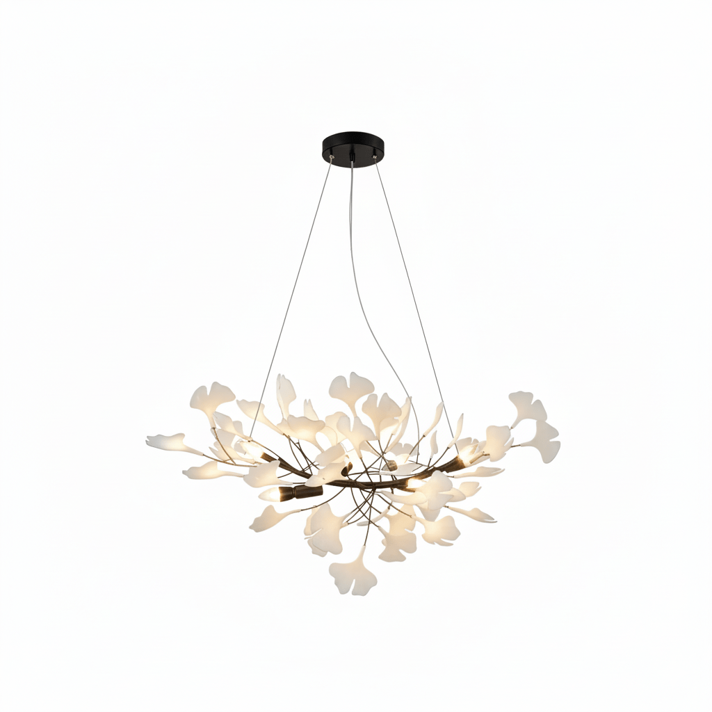 Icho Handcrafted Porcelain Ginkgo Chandelier for Dining & Living Room