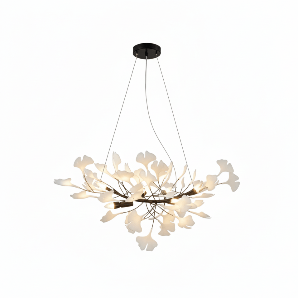 Icho Handcrafted Porcelain Ginkgo Chandelier for Dining & Living Room