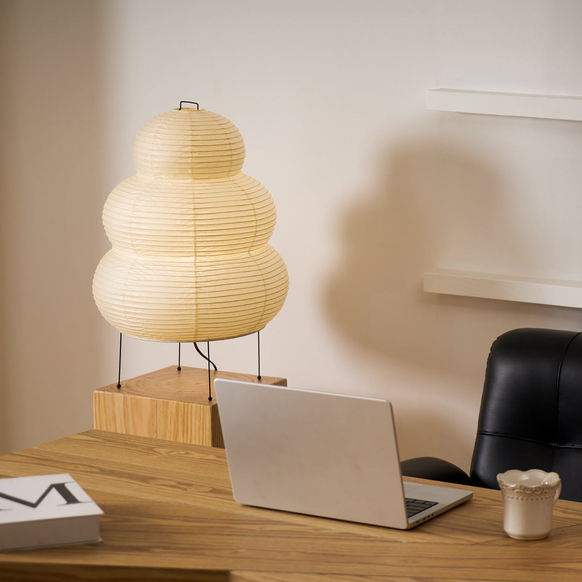 Tsuki Japanese Paper Lantern Table Lamp for Bedside and Living Room