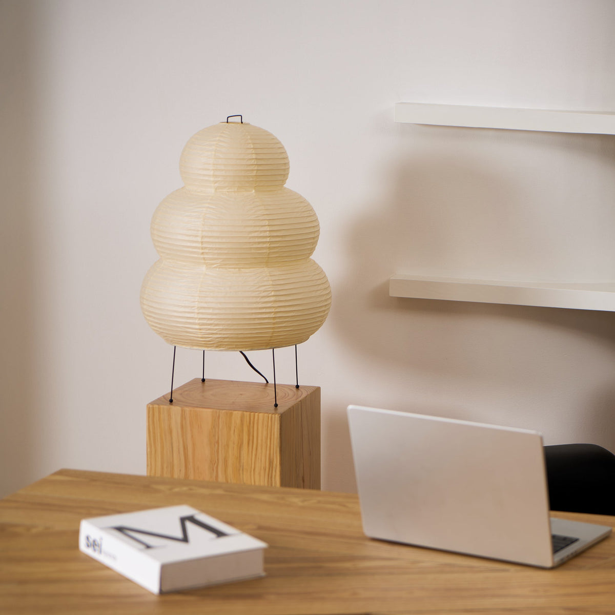 Tsuki Japanese Paper Lantern Table Lamp for Bedside and Living Room