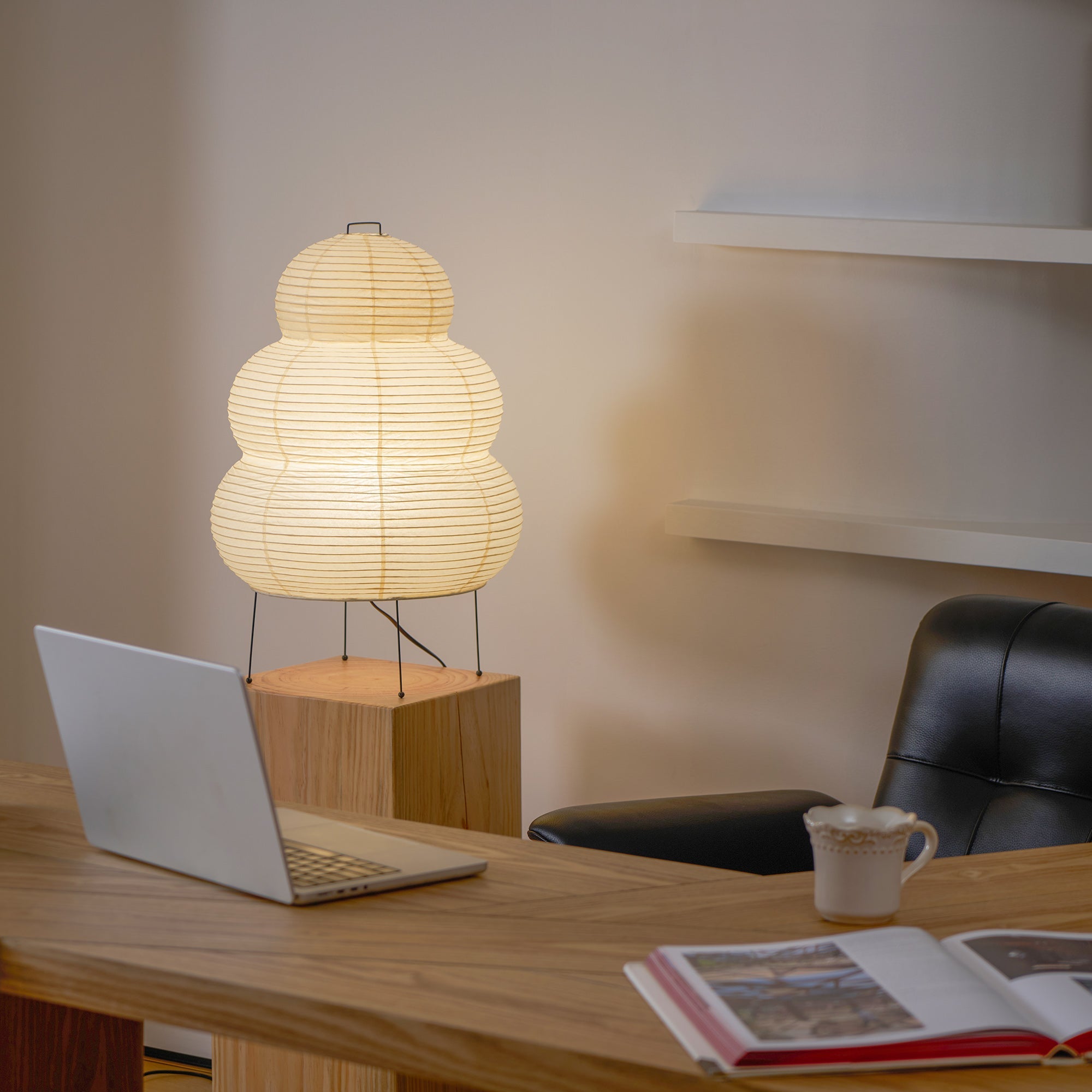 Tsuki Japanese Paper Lantern Table Lamp for Bedside and Living Room