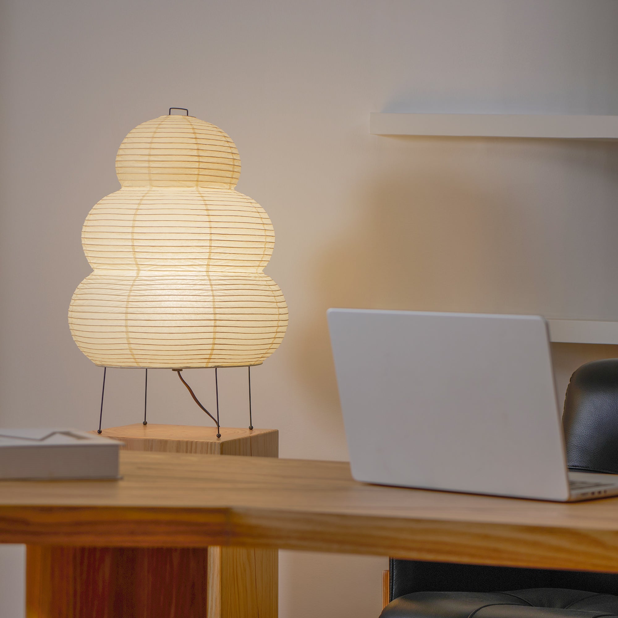 Tsuki Japanese Paper Lantern Table Lamp for Bedside and Living Room
