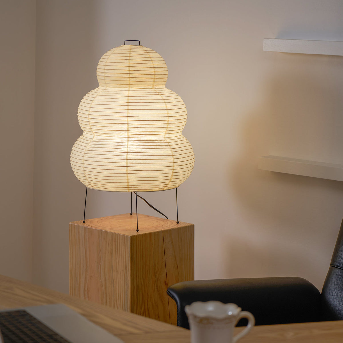 Tsuki Japanese Paper Lantern Table Lamp for Bedside and Living Room
