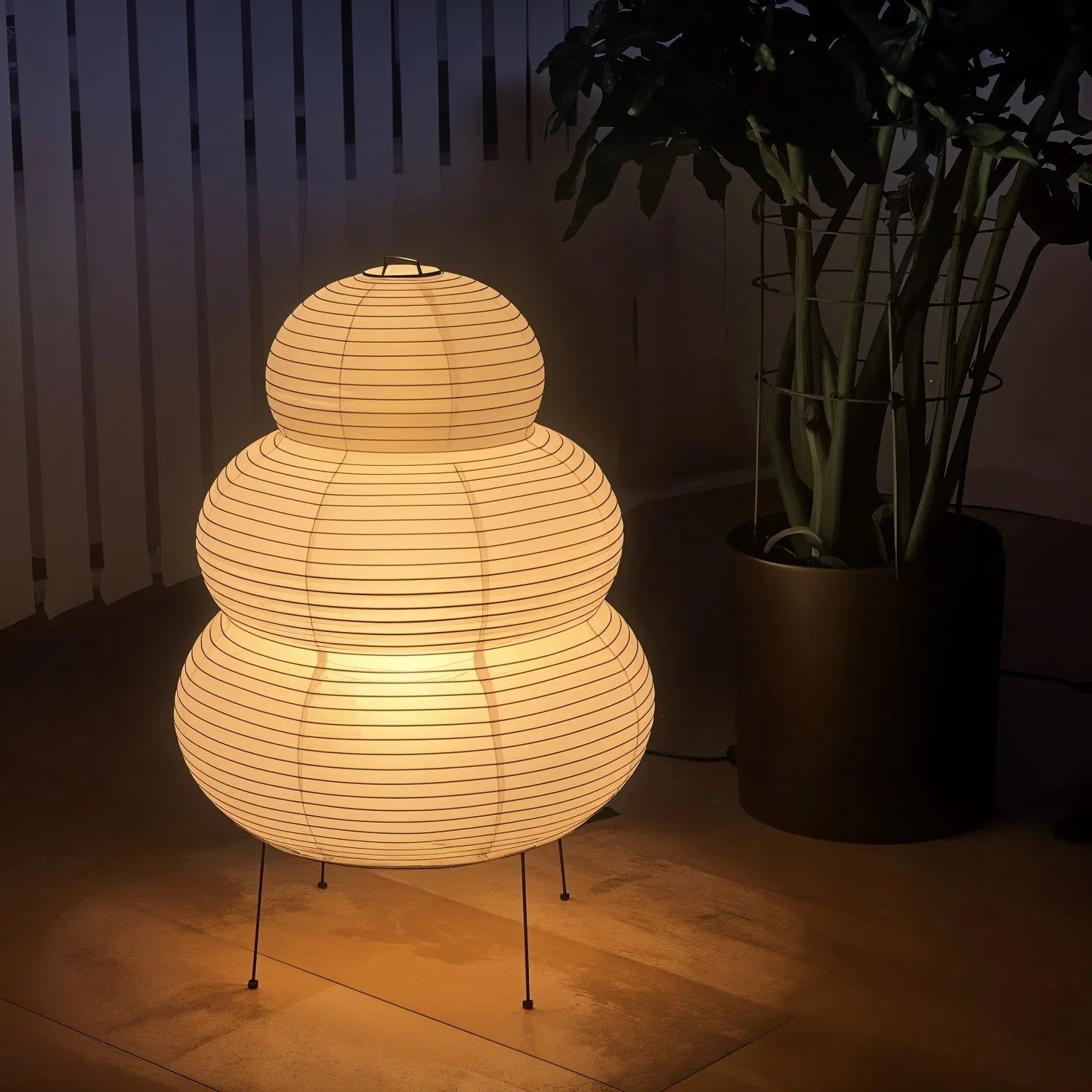 Tsuki Japanese Paper Lantern Table Lamp for Bedside and Living Room
