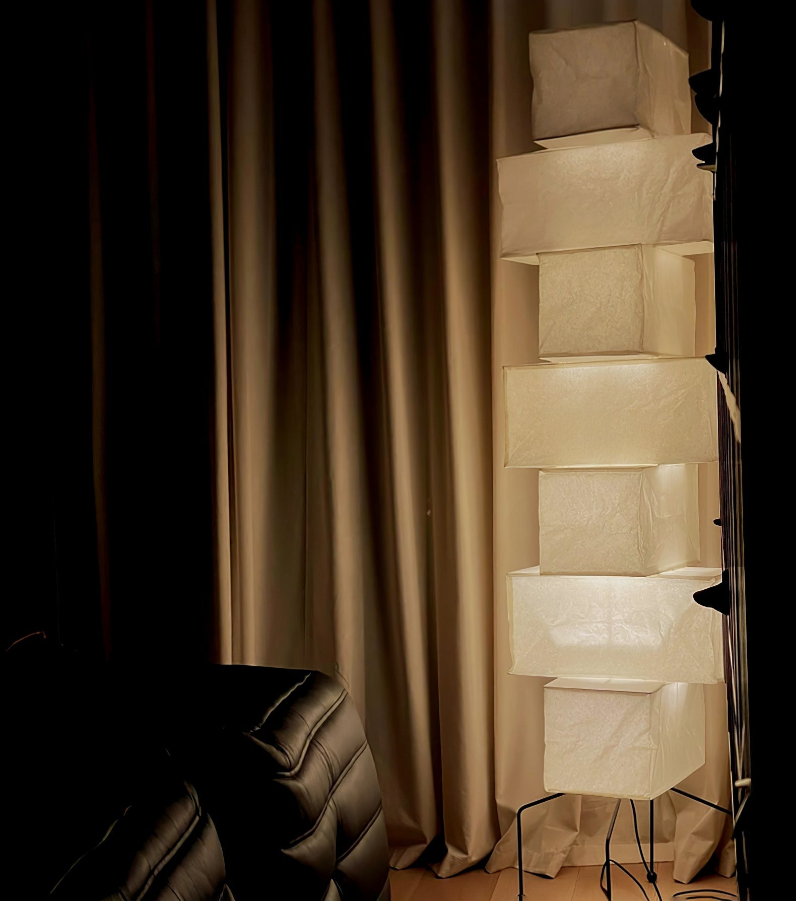 Sora Rice Stacked Paper Floor Lamp for Living Room & Bedroom