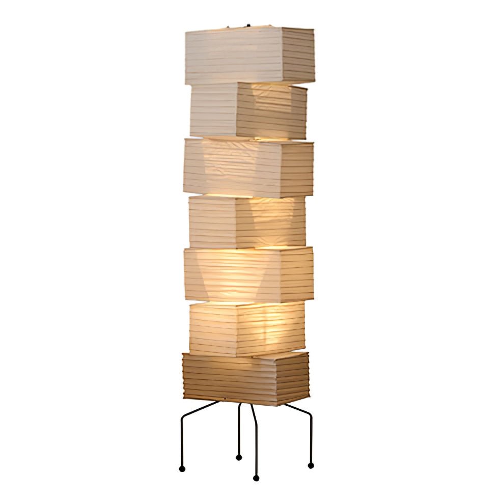 Sora Rice Stacked Paper Floor Lamp for Living Room & Bedroom