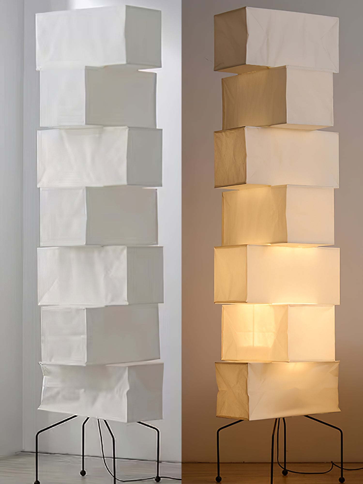 Sora Rice Stacked Paper Floor Lamp for Living Room & Bedroom