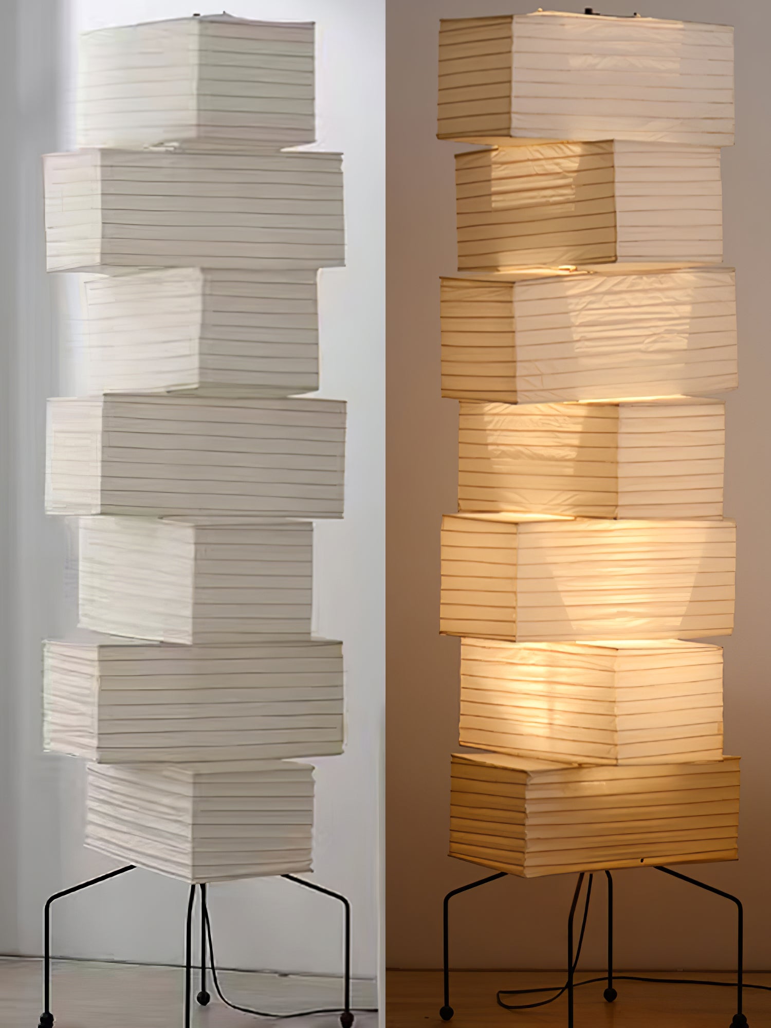 Sora Rice Stacked Paper Floor Lamp for Living Room & Bedroom