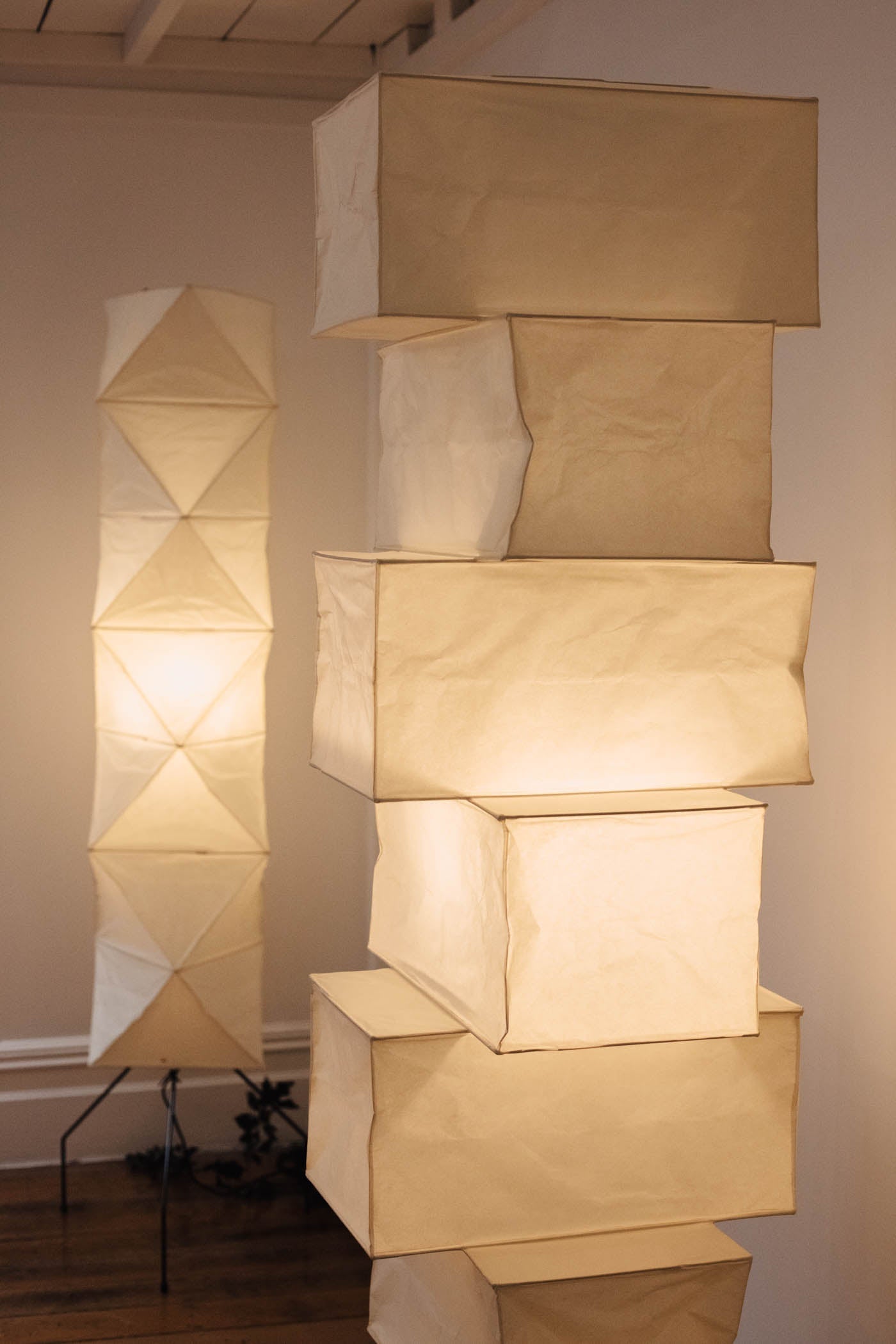 Sora Rice Stacked Paper Floor Lamp for Living Room & Bedroom