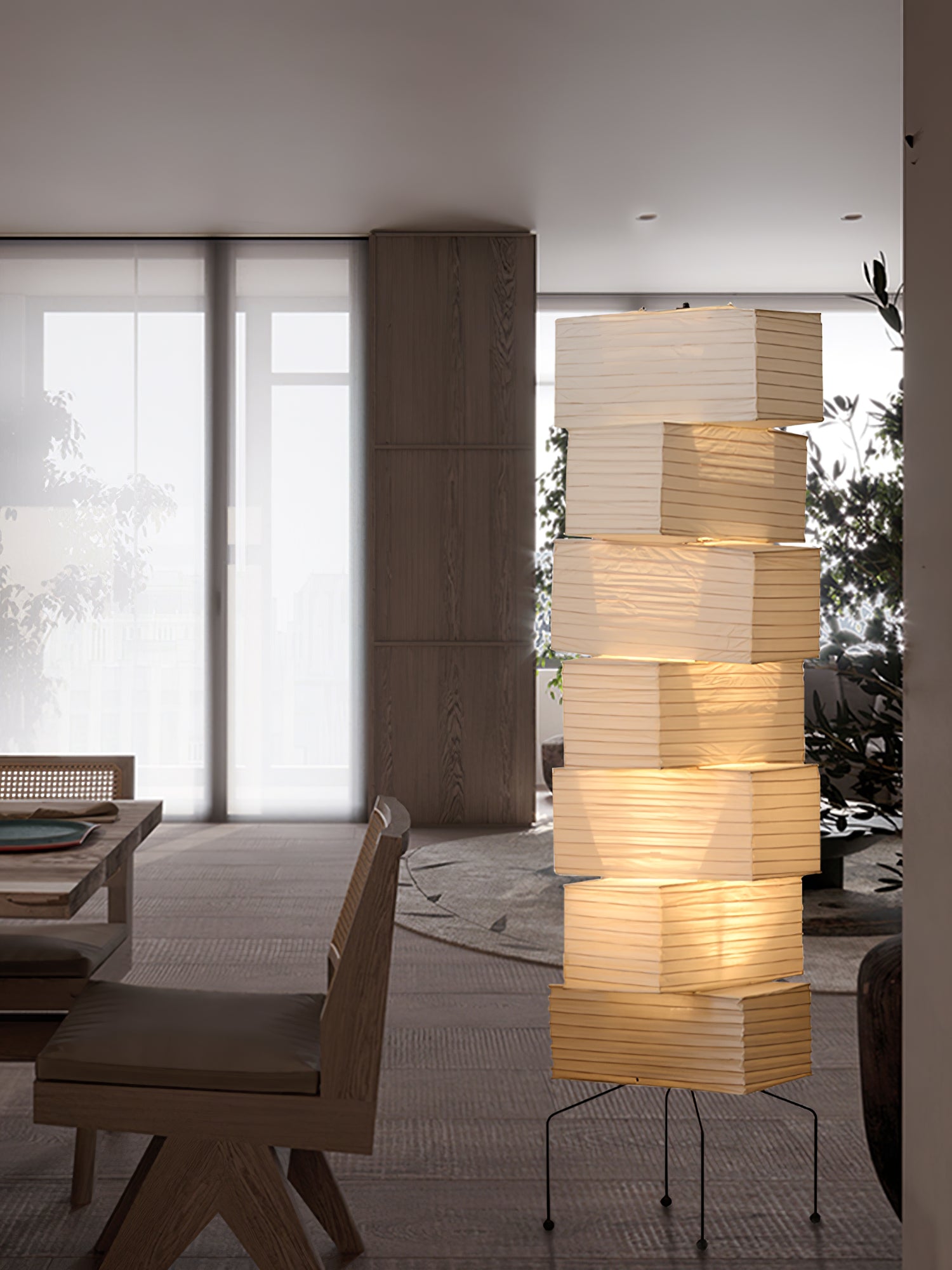 Sora Rice Stacked Paper Floor Lamp for Living Room & Bedroom