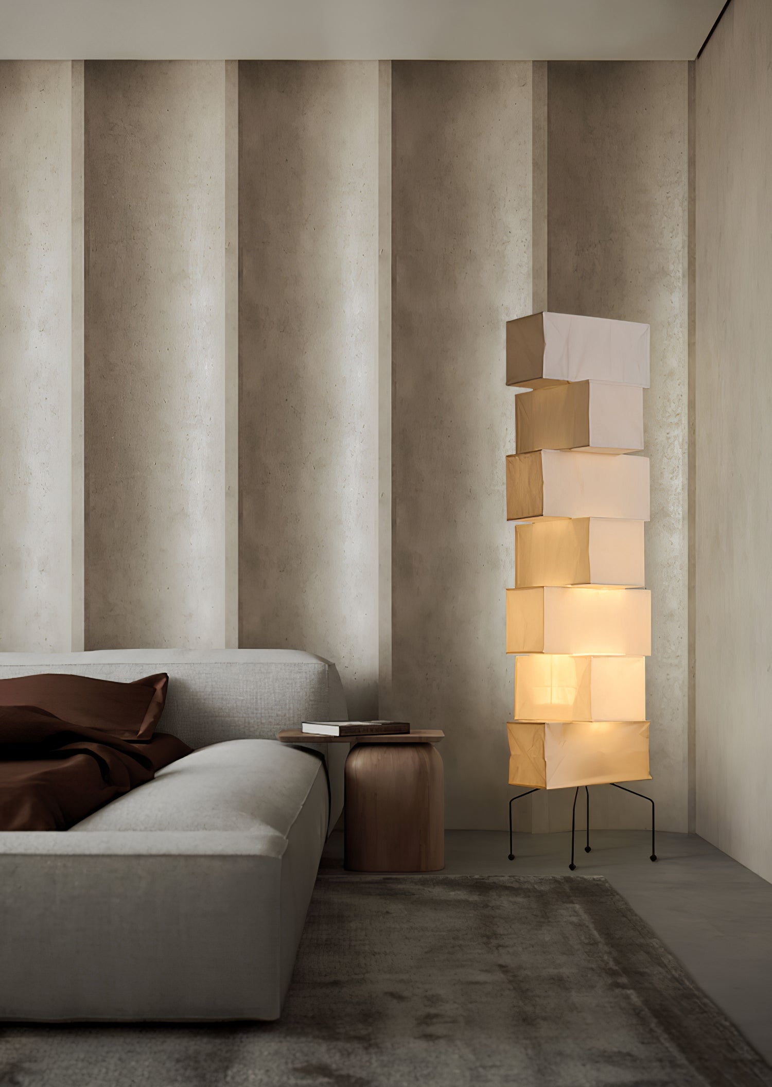 Sora Rice Stacked Paper Floor Lamp for Living Room & Bedroom