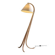 Bowen Curved Wood Arc Floor Lamp with Cone Shade for Living Room Study