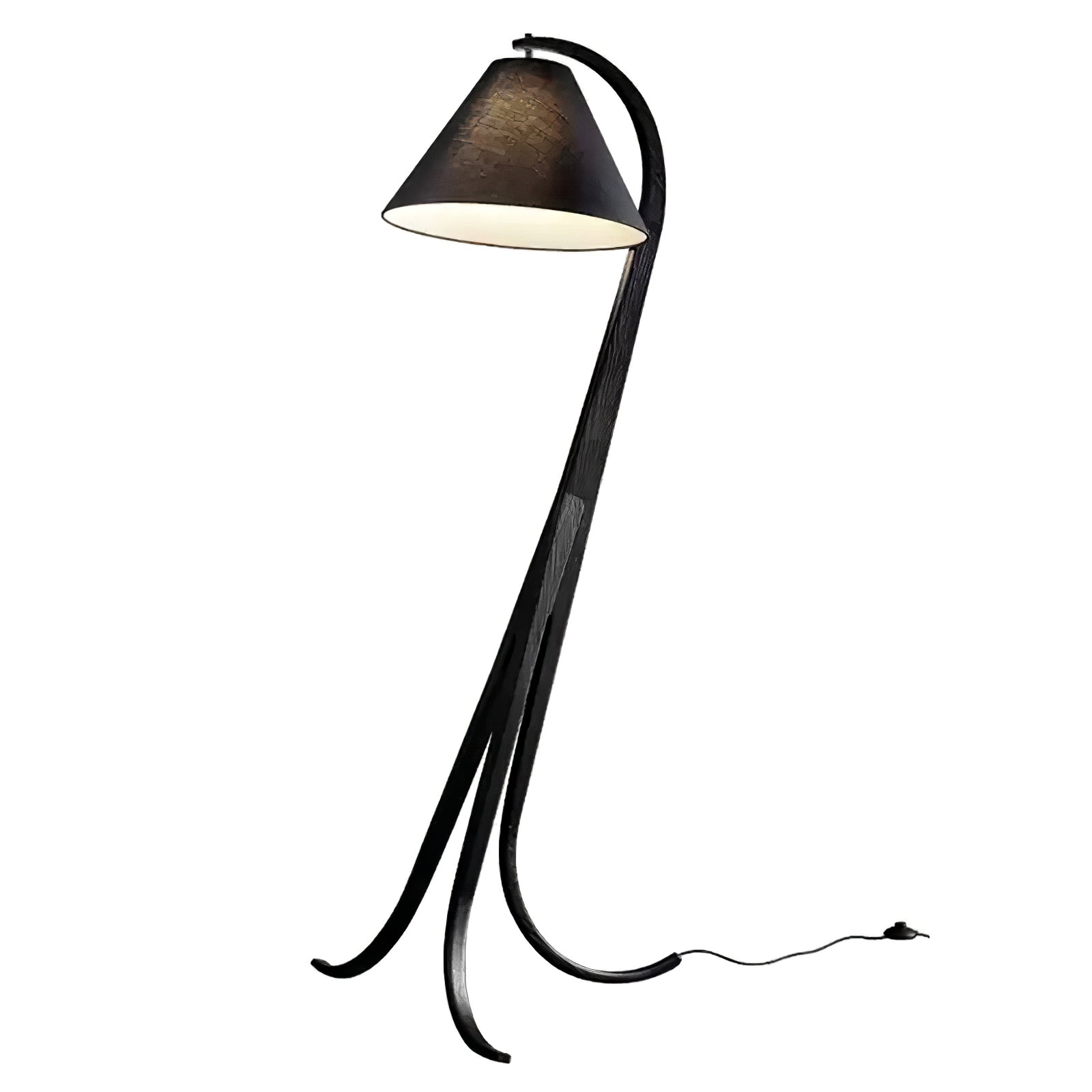 Bowen Curved Wood Arc Floor Lamp with Cone Shade for Living Room Study