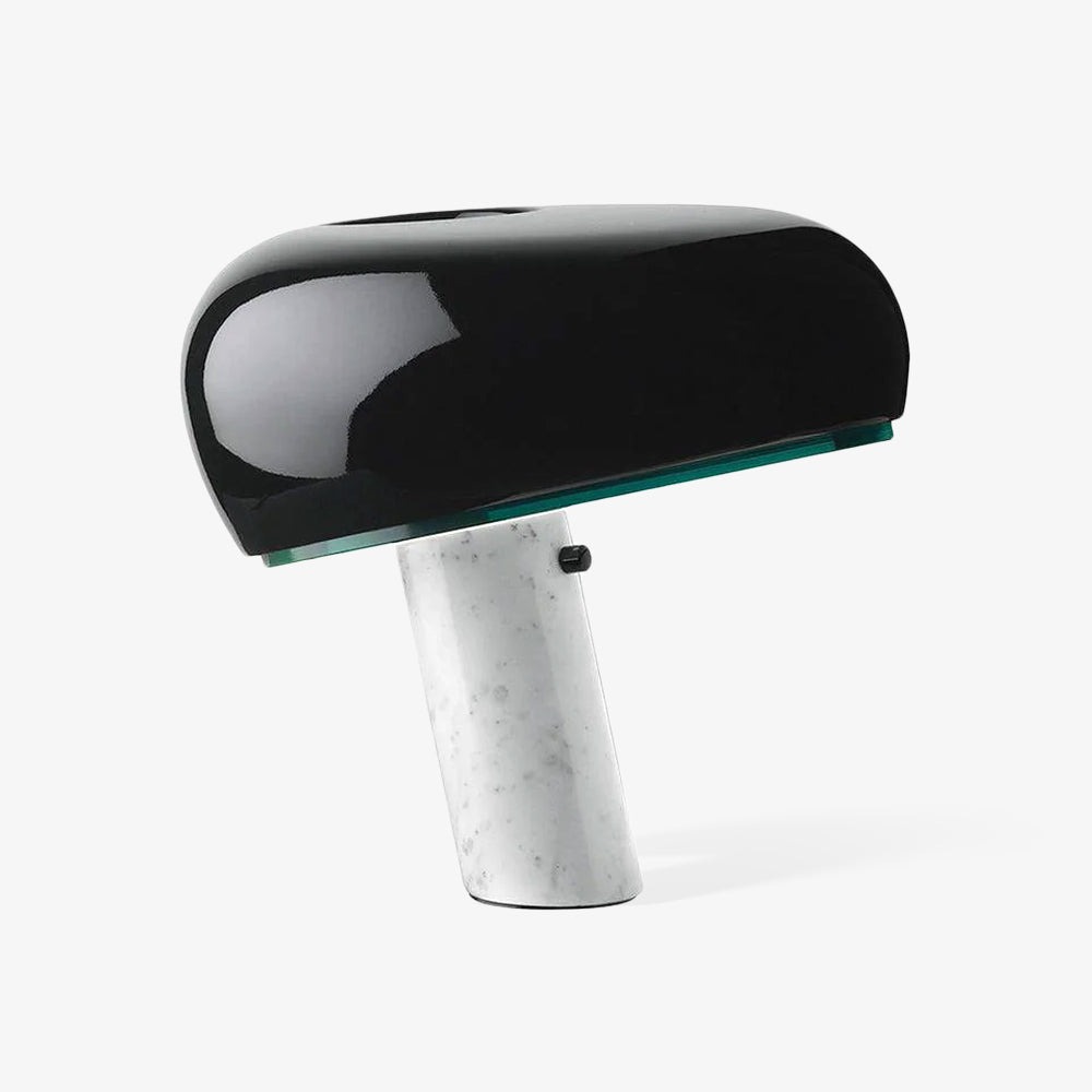 Marmo Italian Carrara Marble Table Lamp with Glazed Metal Reflector