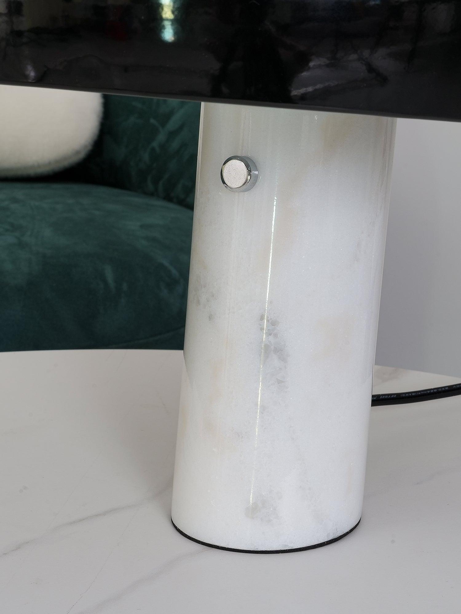 Marmo Italian Carrara Marble Table Lamp with Glazed Metal Reflector