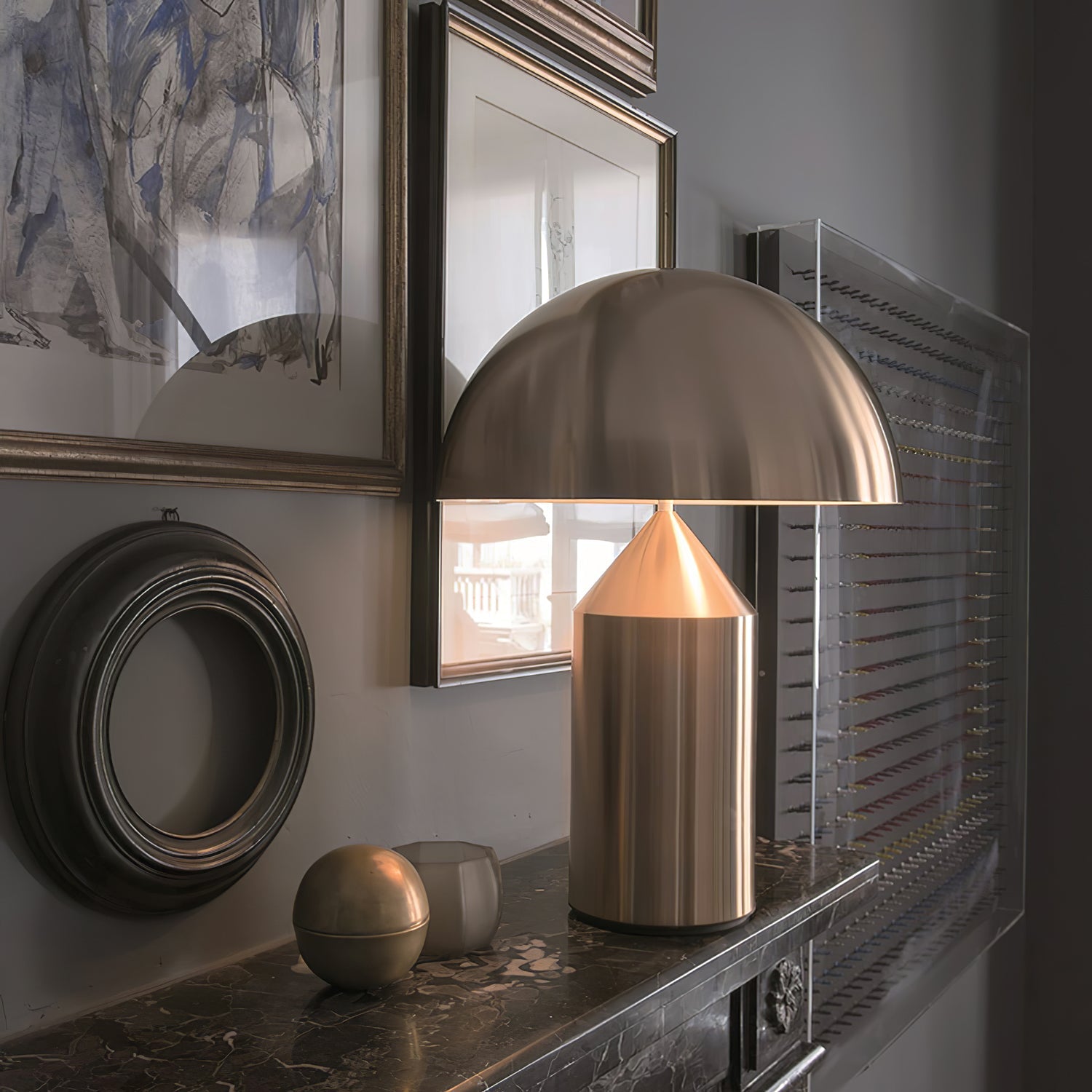 Solido Sculptural Geometric Metal Table Lamp for Bedroom Living Room