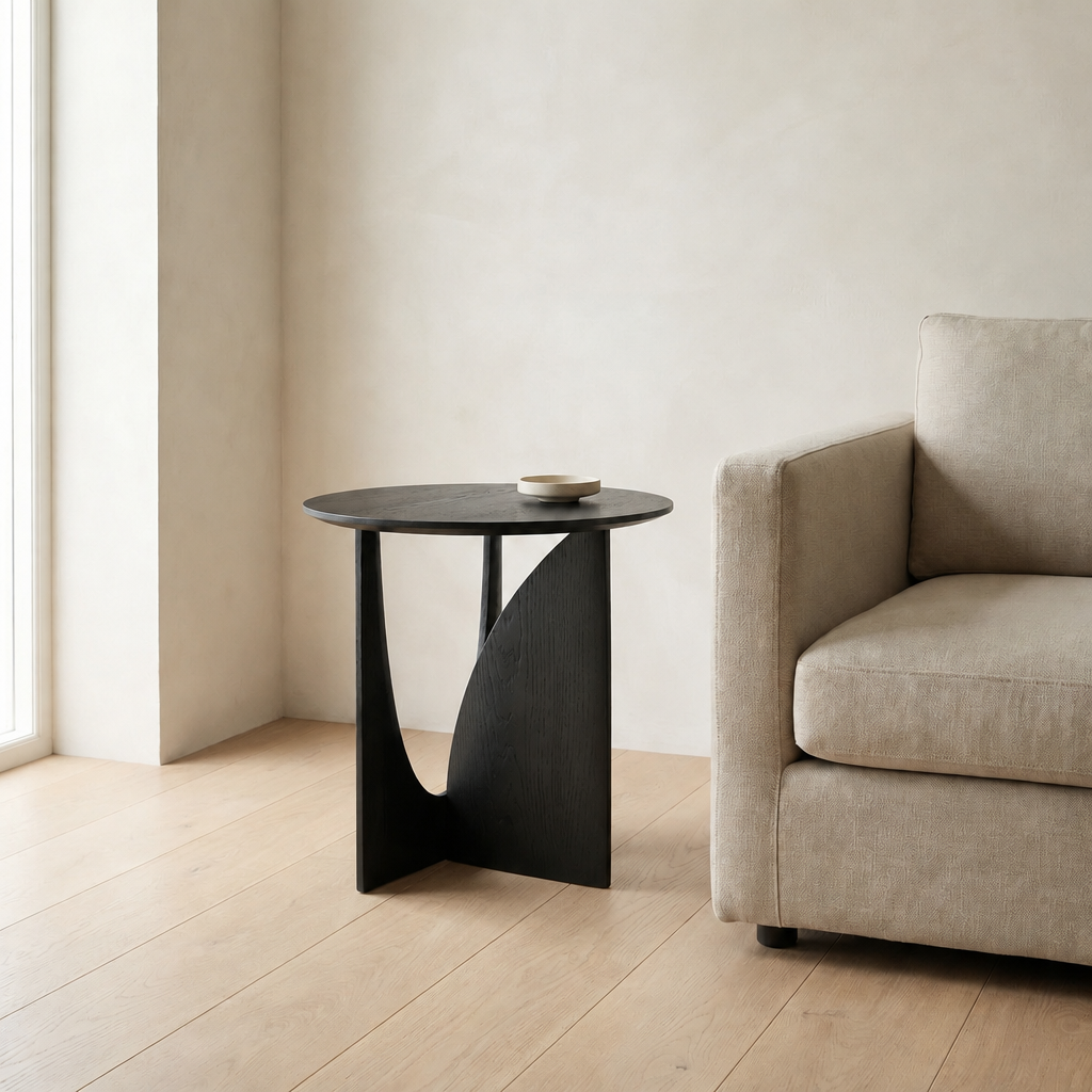 Cerchio Round Solid Wood Side Table for Living Room & Bedroom