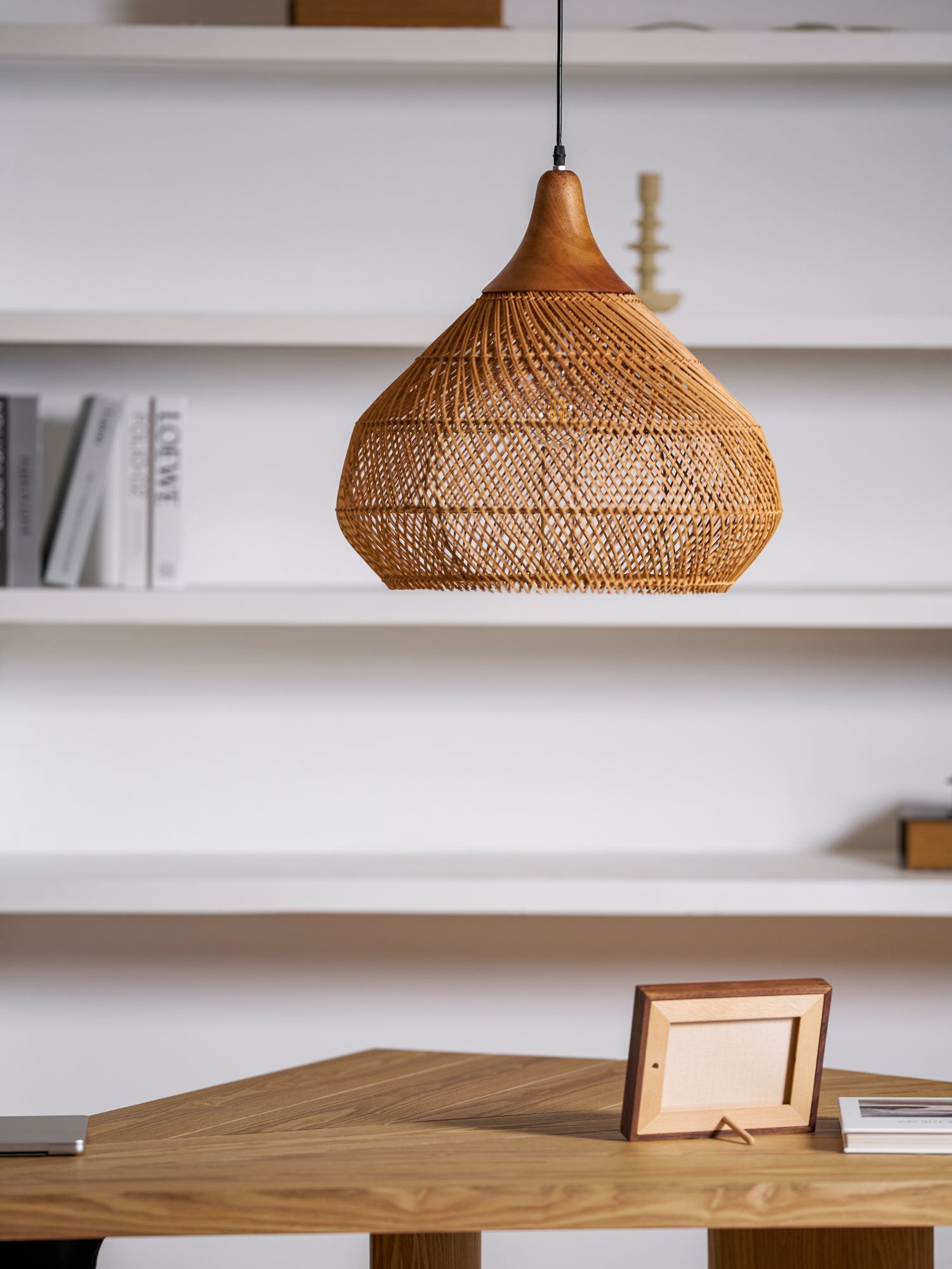 Yara Handwoven Rattan Pendant Light for Kitchen Island and Dining Room
