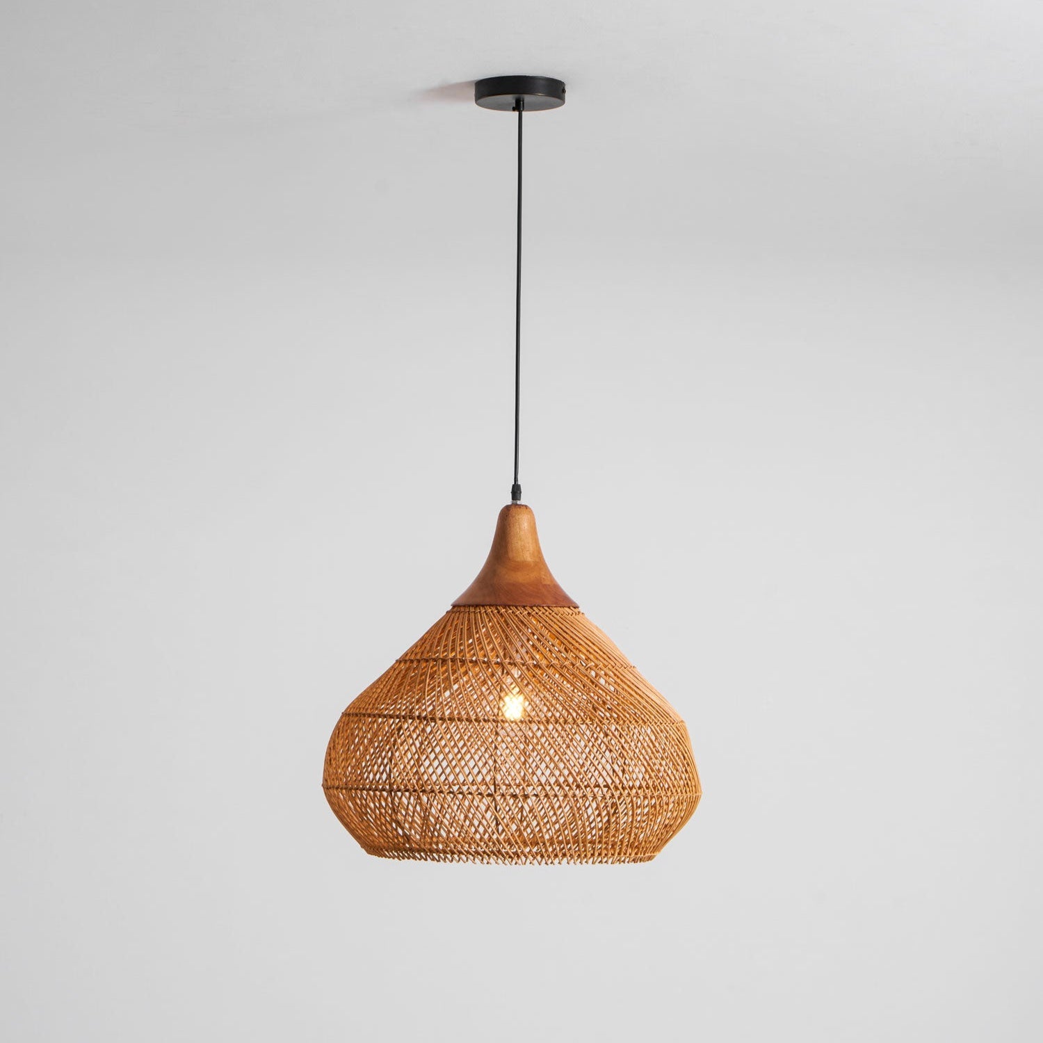 Yara Handwoven Rattan Pendant Light for Kitchen Island and Dining Room