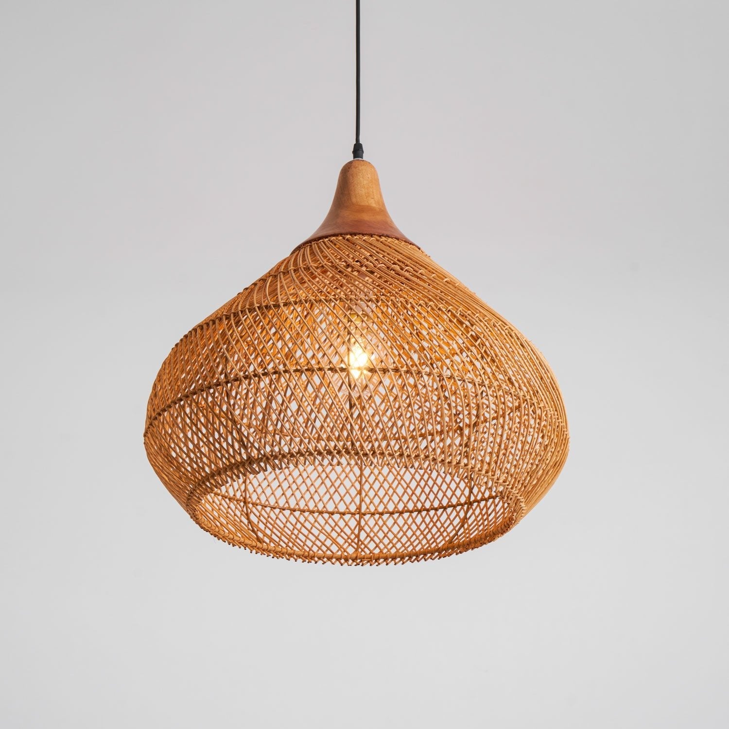 Yara Handwoven Rattan Pendant Light for Kitchen Island and Dining Room