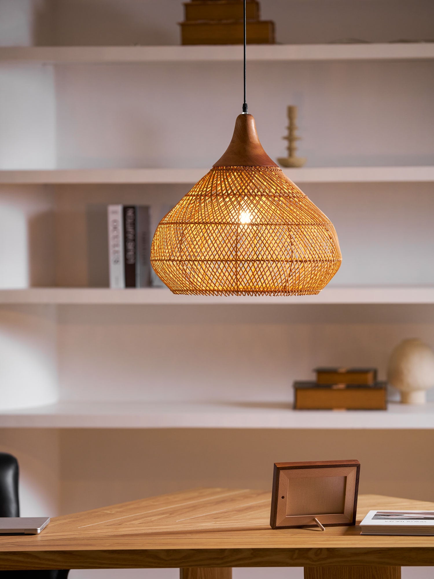 Yara Handwoven Rattan Pendant Light for Kitchen Island and Dining Room