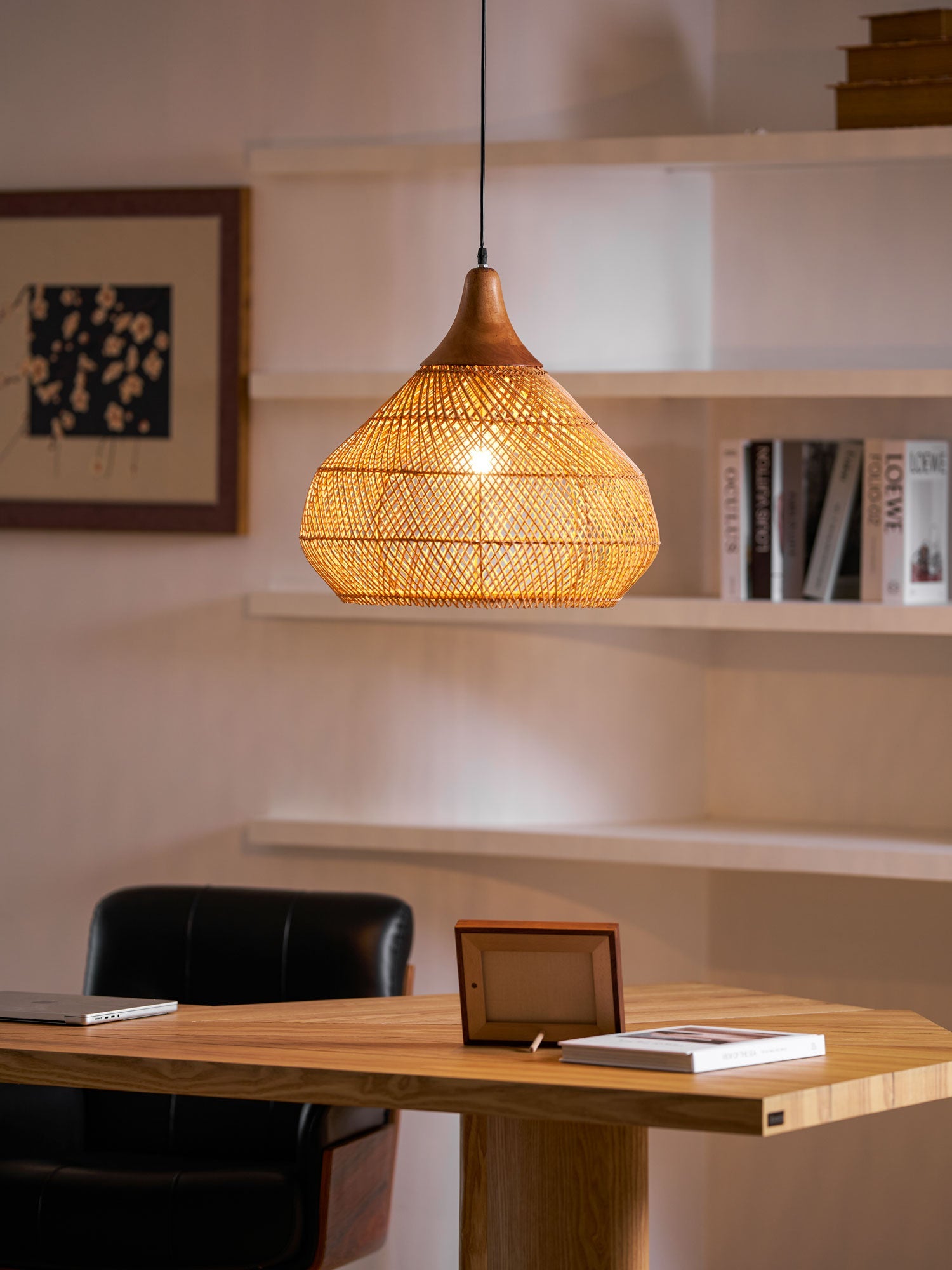 Yara Handwoven Rattan Pendant Light for Kitchen Island and Dining Room