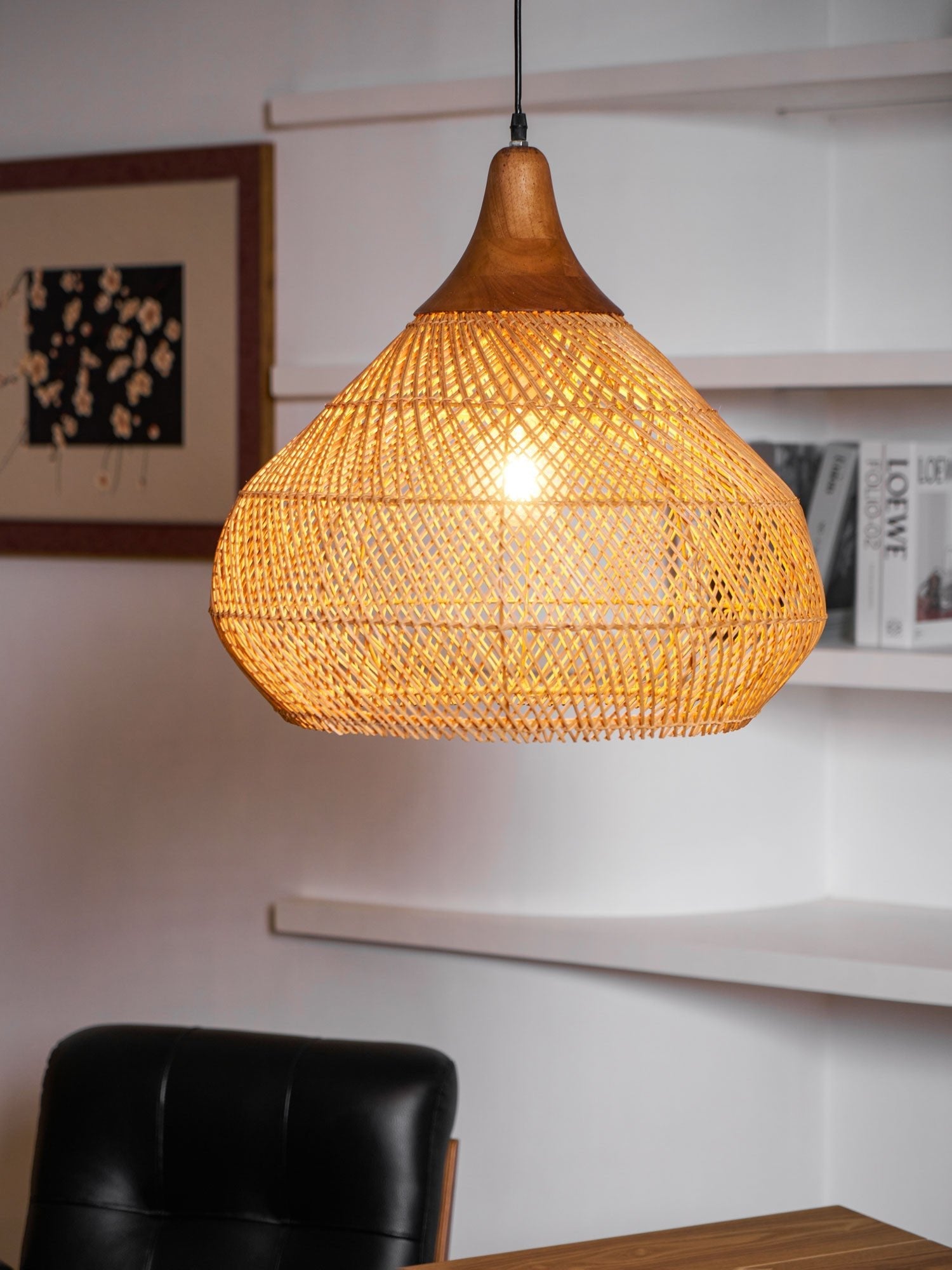 Yara Handwoven Rattan Pendant Light for Kitchen Island and Dining Room