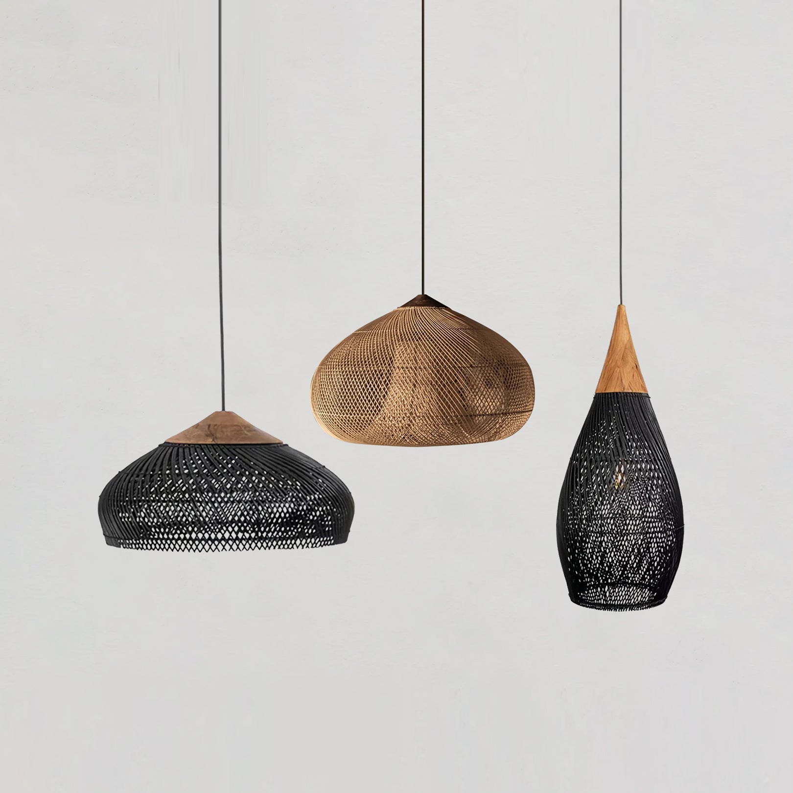 Yara Handwoven Rattan Pendant Light for Kitchen Island and Dining Room