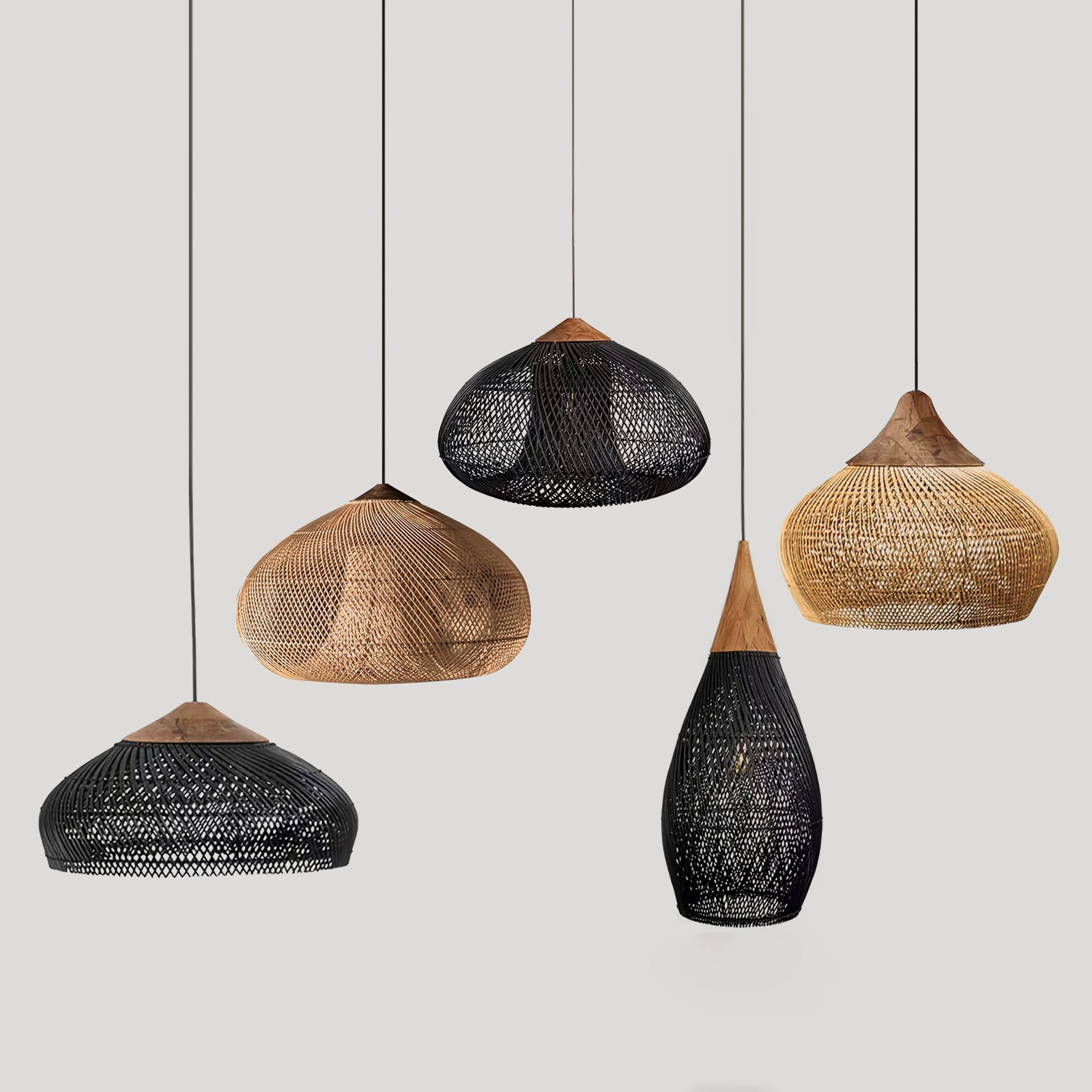 Yara Handwoven Rattan Pendant Light for Kitchen Island and Dining Room