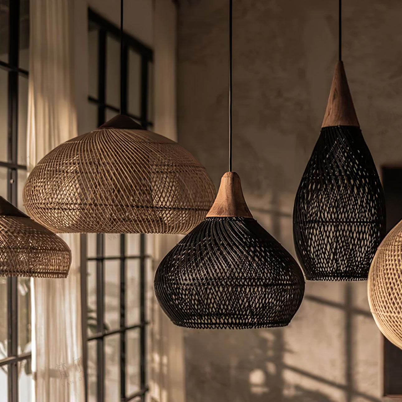 Yara Handwoven Rattan Pendant Light for Kitchen Island and Dining Room