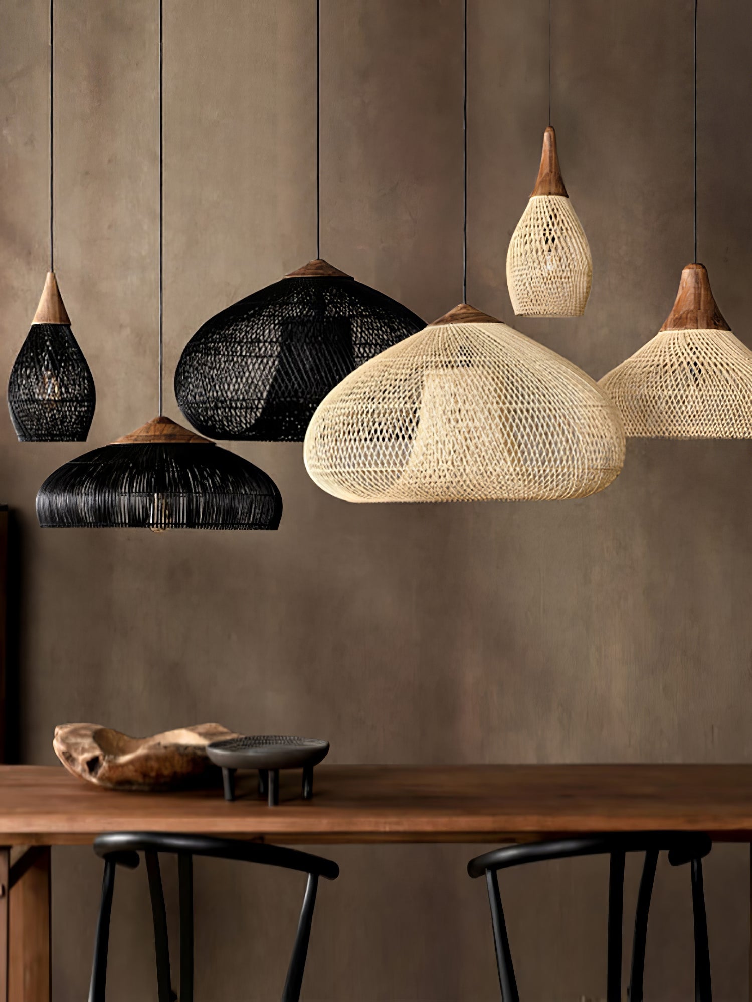 Yara Handwoven Rattan Pendant Light for Kitchen Island and Dining Room
